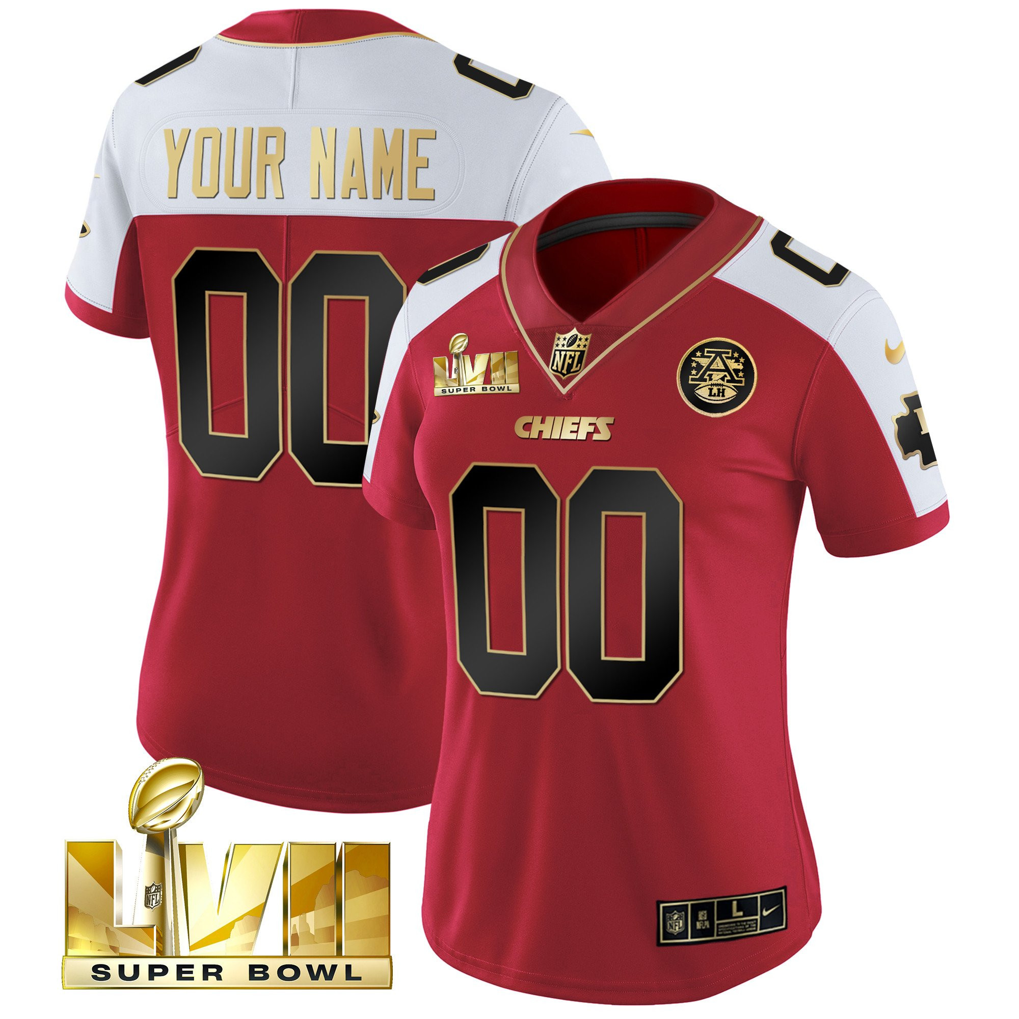 Women's Kansas City Chiefs Super Bowl Custom Name & Number Red Alternate Jersey - All Stitched