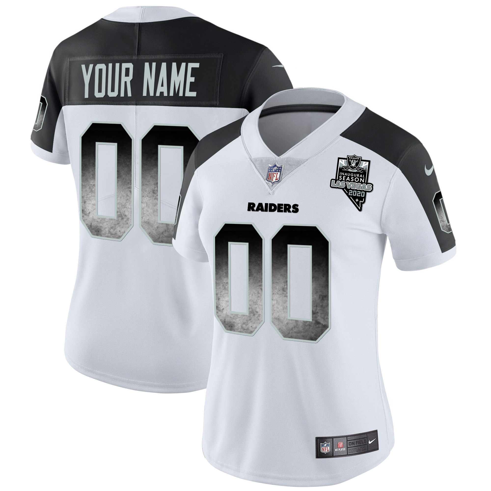 Women's Las Vegas Raiders Arch Smoke Vapor Custom Inverted Jersey - All Stitched