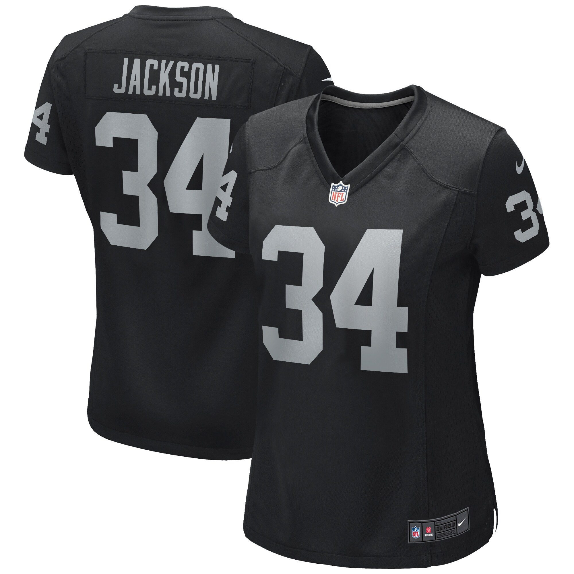 Women's Las Vegas Raiders Game - Black - All Stitched Bo Jackson Jersey - All Stitched
