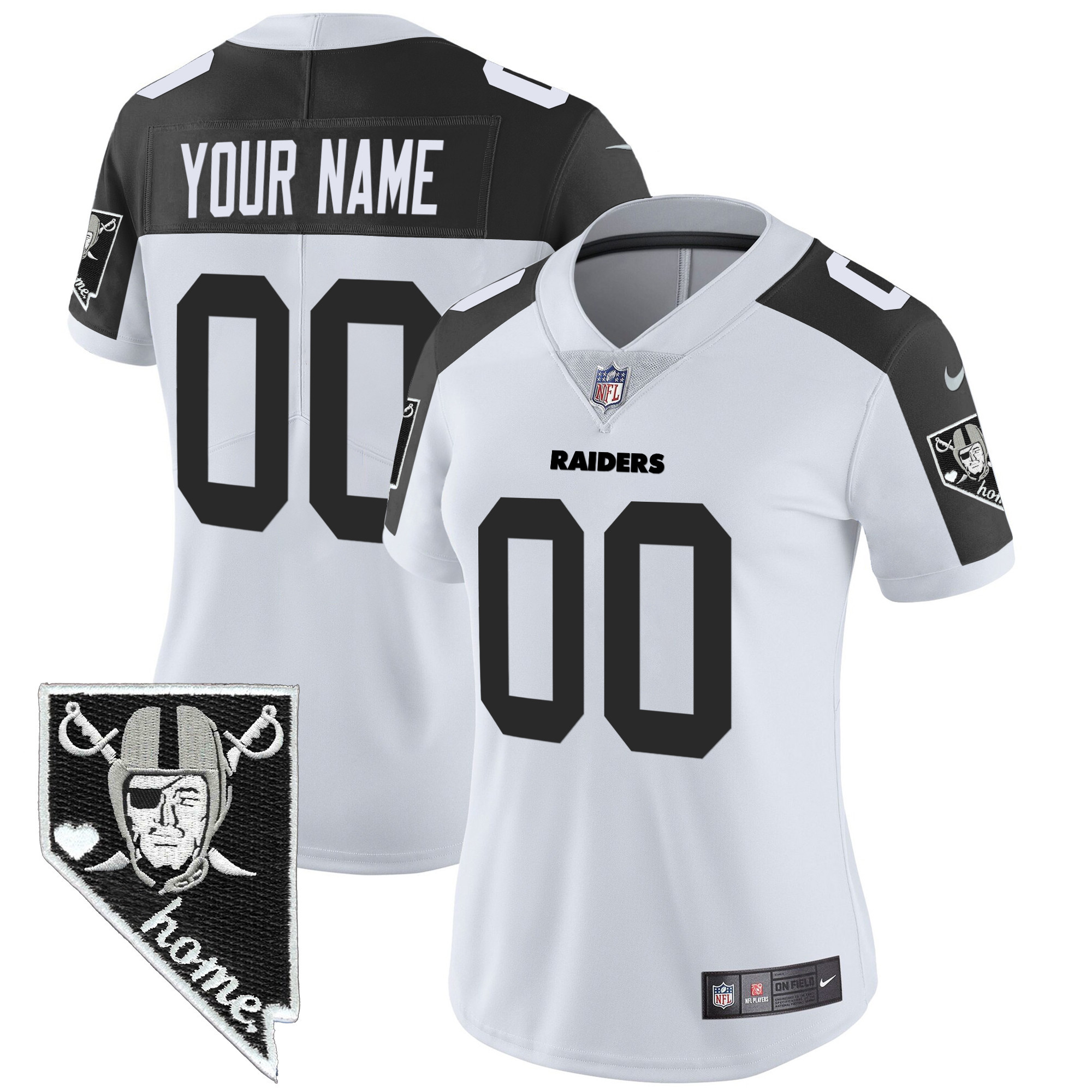 Women's Las Vegas Raiders Nevada Home Patch Vapor Custom Inverted Jersey - All Stitched