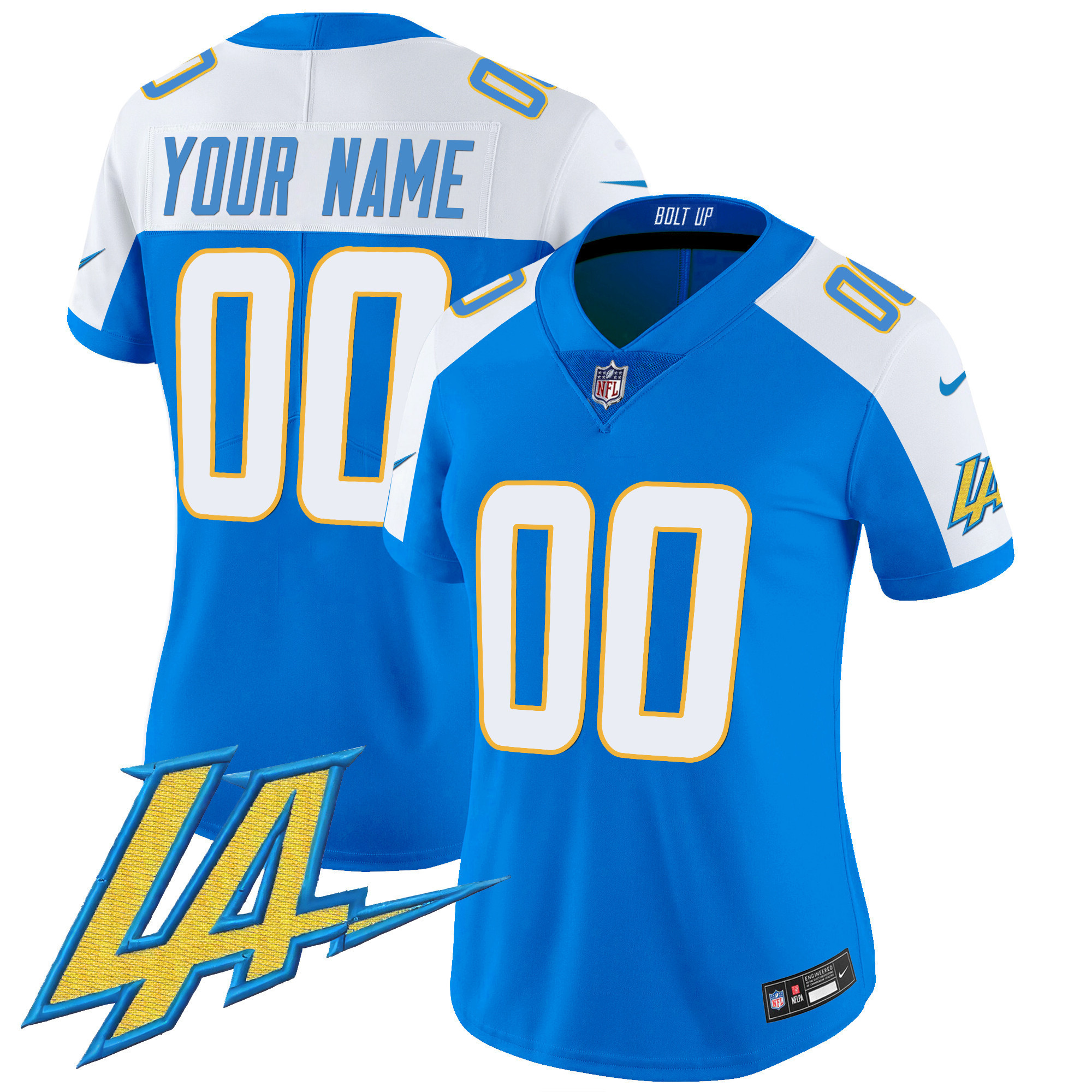 Women's Los Angeles Chargers Vapor Limited Custom Blue Alternate Jersey - All Stitched