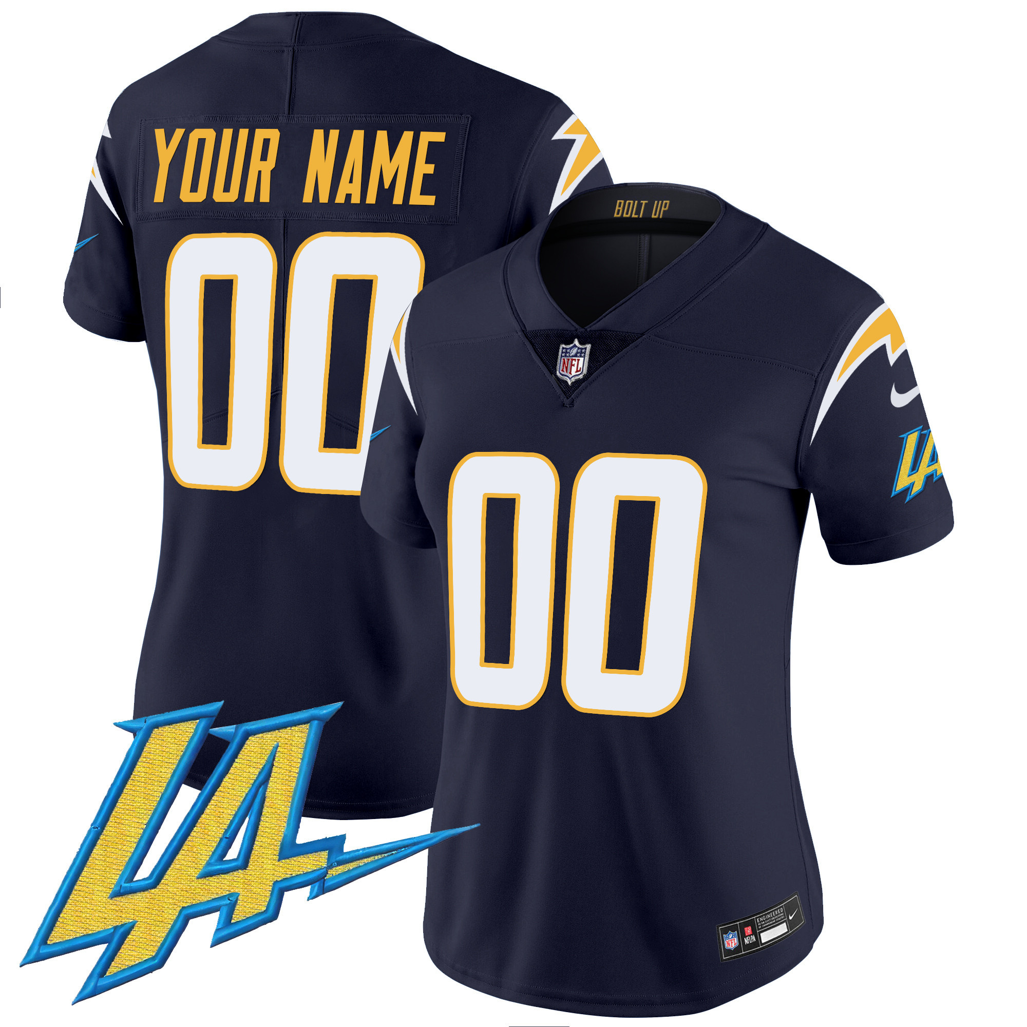 Women's Los Angeles Chargers Vapor Limited Custom Navy Jersey - All Stitched