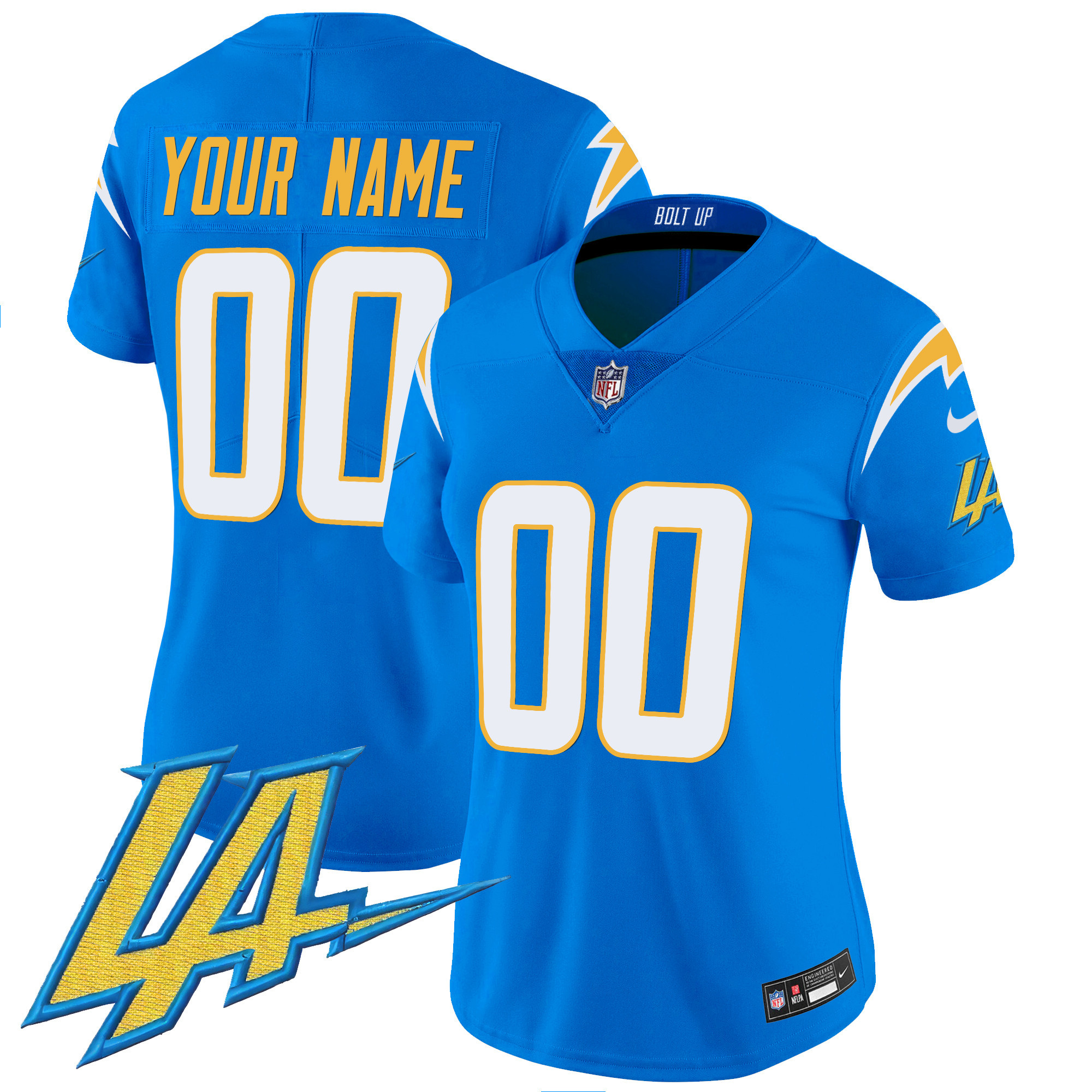Women's Los Angeles Chargers Vapor Limited Custom Powder Blue Jersey - All Stitched