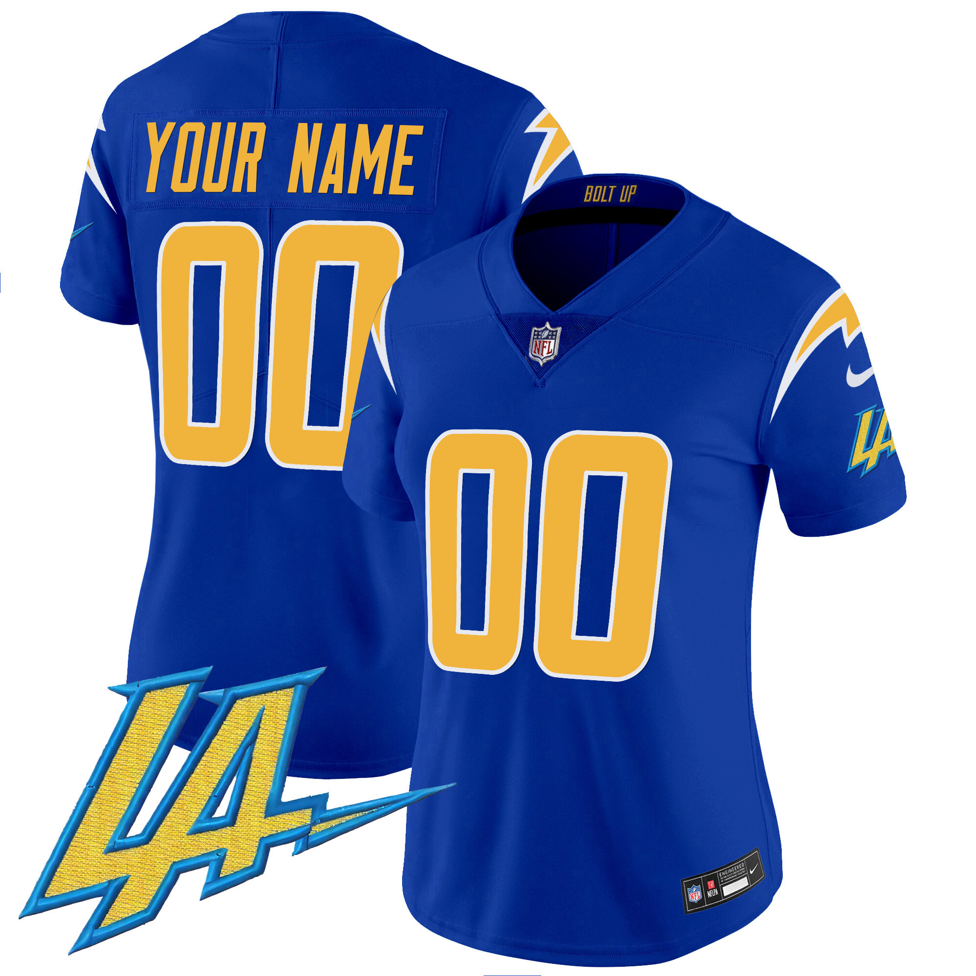 Women's Los Angeles Chargers Vapor Limited Custom Royal Jersey - All Stitched