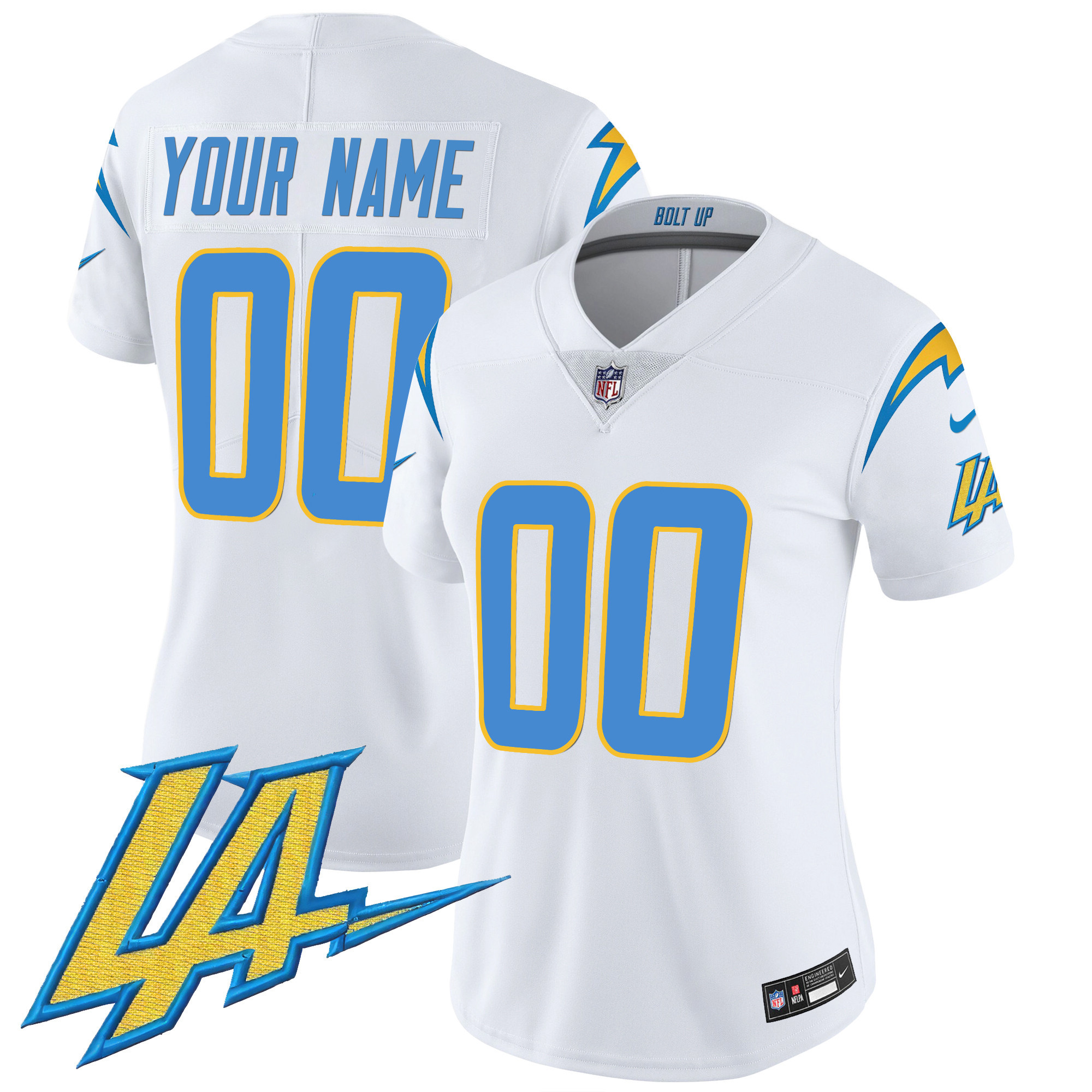 Women's Los Angeles Chargers Vapor Limited Custom White Jersey - All Stitched