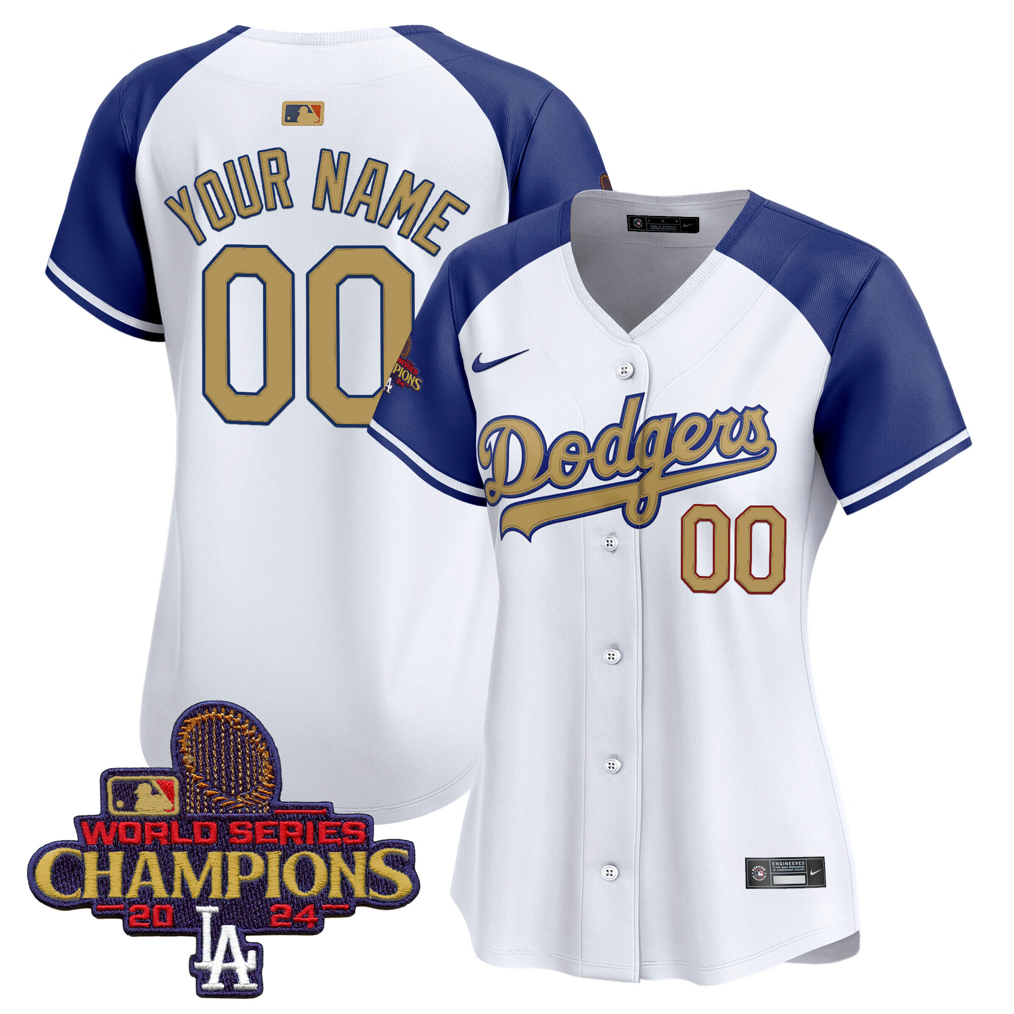Women's Los Angeles Dodgers 2025 Gold Vapor Premier Elite Custom Alternate Jersey - All Stitched