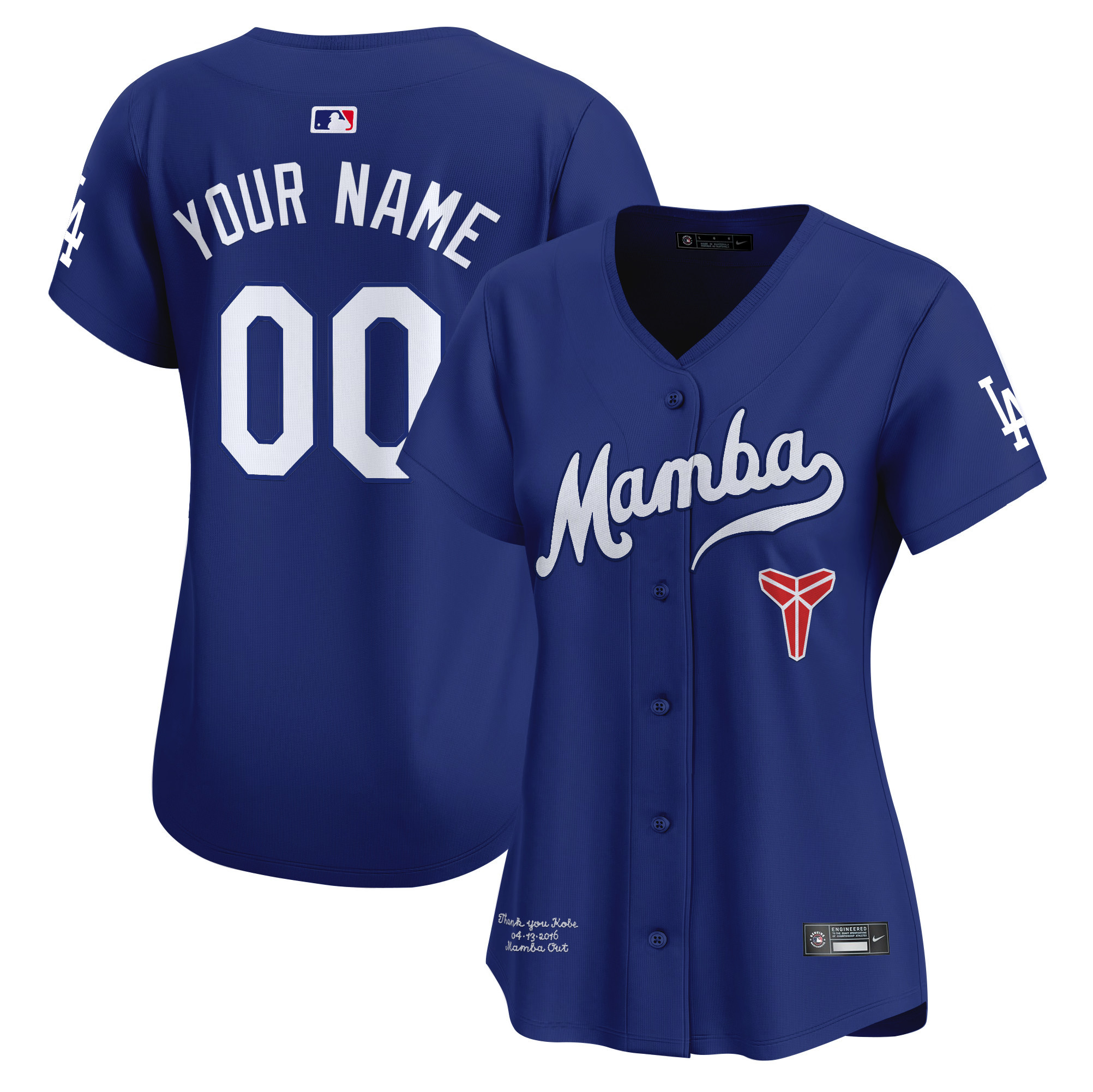 Women's Los Angeles Dodgers Kobe Bryant Mamba Vapor Premier Limited Custom Royal Jersey - All Stitched