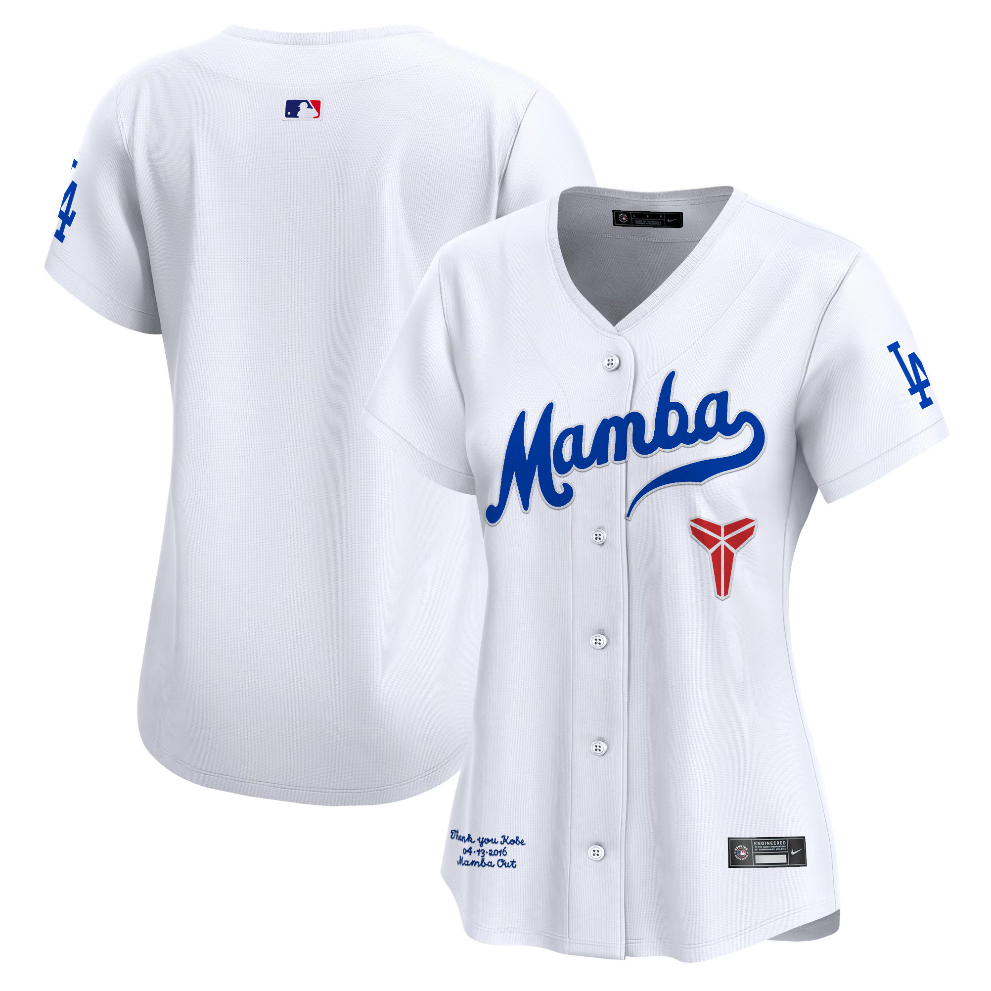 Women's Los Angeles Dodgers Kobe Bryant Mamba Vapor Premier Limited White Jersey - All Stitched