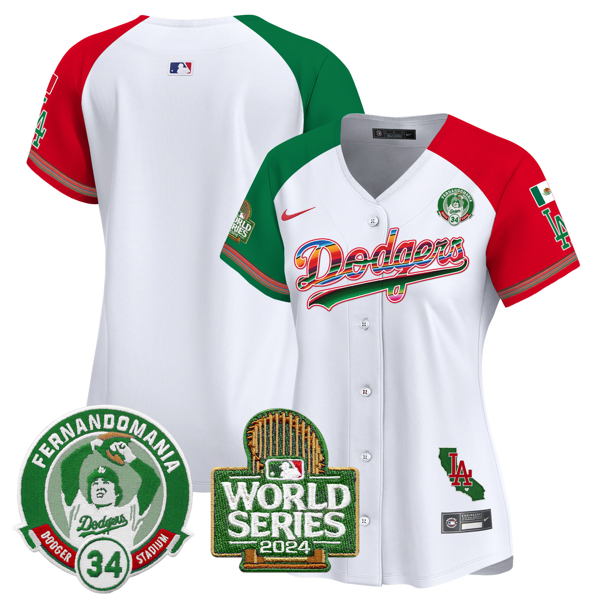 Women's Los Angeles Dodgers Mexico Fernando Valenzuela & 2024 World Series Patch Vapor Premier Limited Alternate Jersey - All Stitched