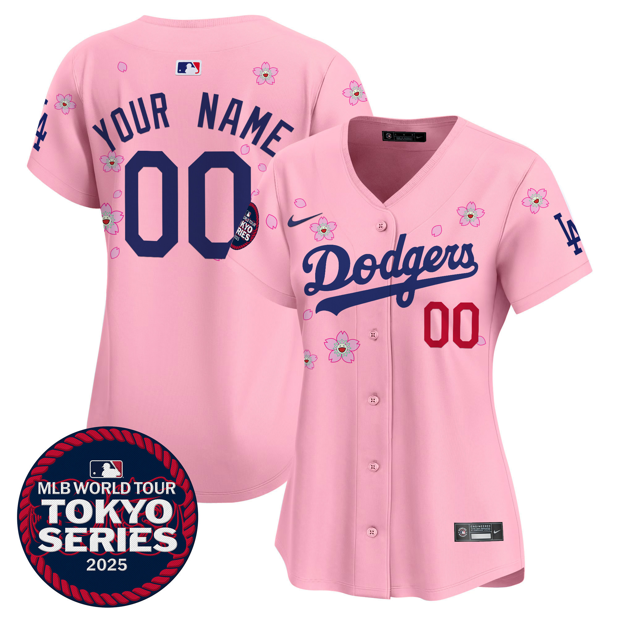 Women's Los Angeles Dodgers Tokyo Series 2025 Vapor Premier Limited Custom Cherry Blossom Jersey - Stitched