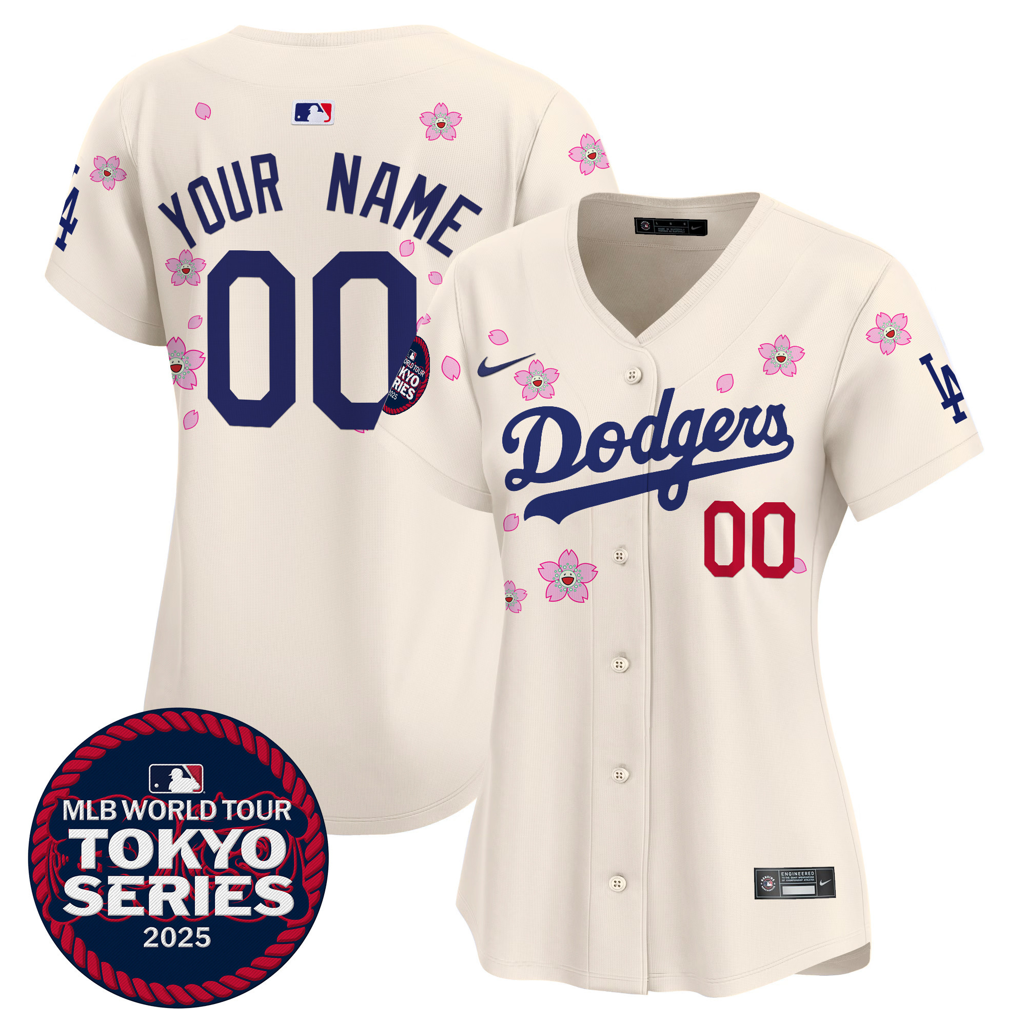Women's Los Angeles Dodgers Tokyo Series 2025 Vapor Premier Limited Custom Cream Jersey V2 - Stitched
