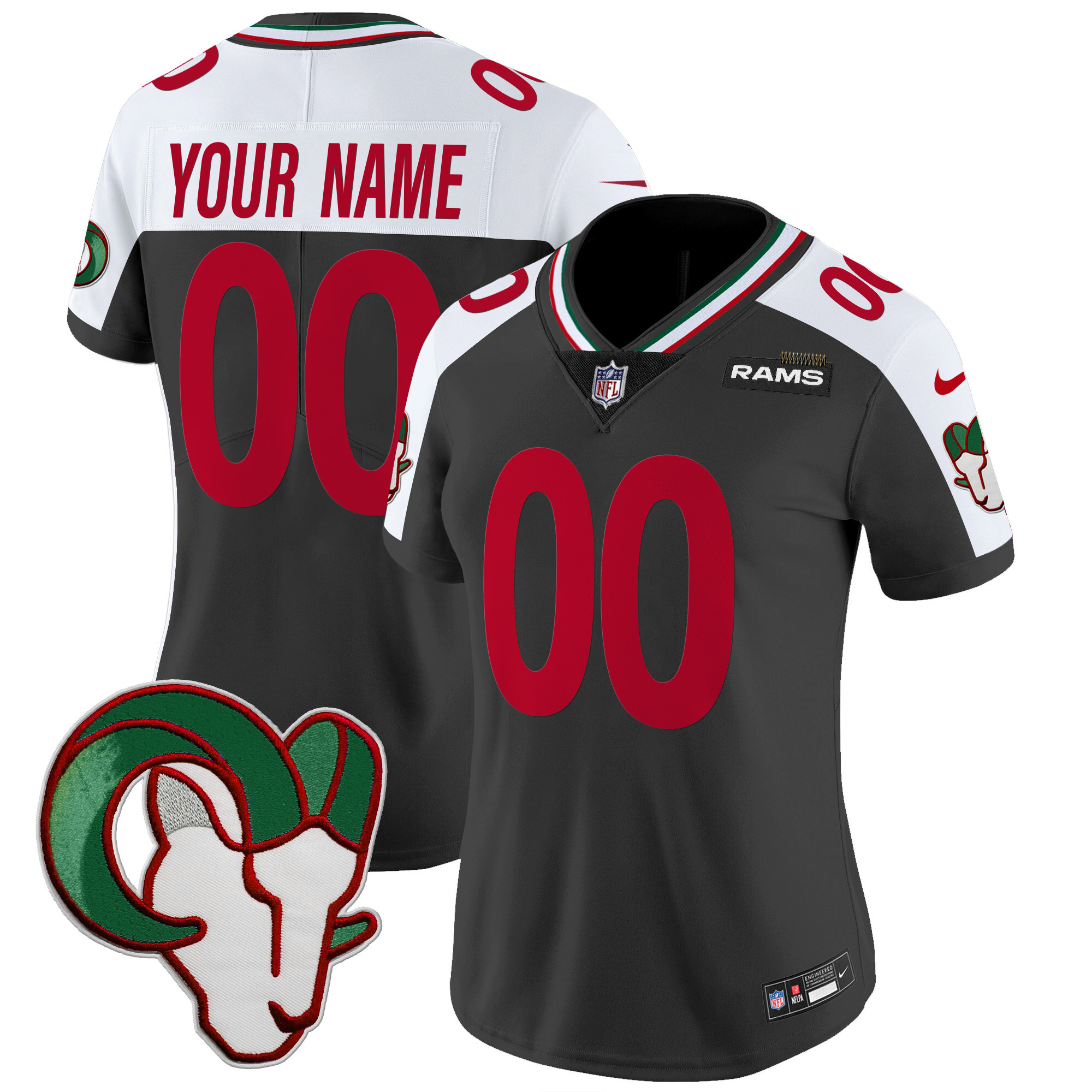 Women's Los Angeles Rams Mexico Vapor Limited Custom Black Alternate Jersey - All Stitched