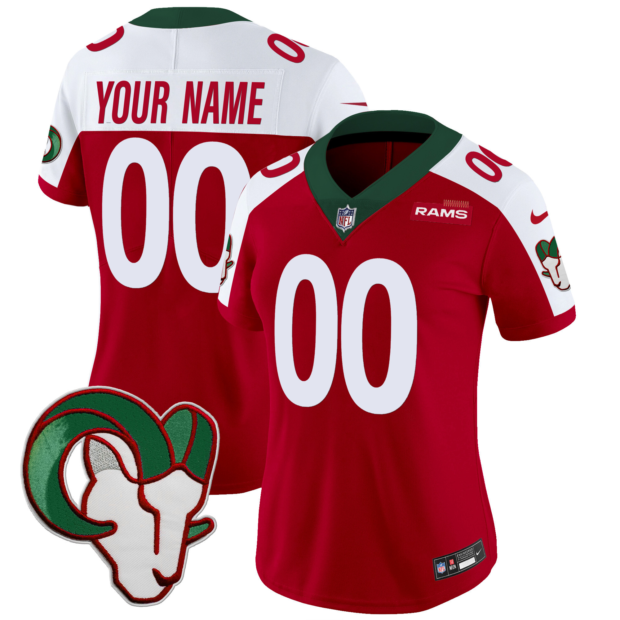 Women's Los Angeles Rams Mexico Vapor Limited Custom Red Alternate Jersey - All Stitched