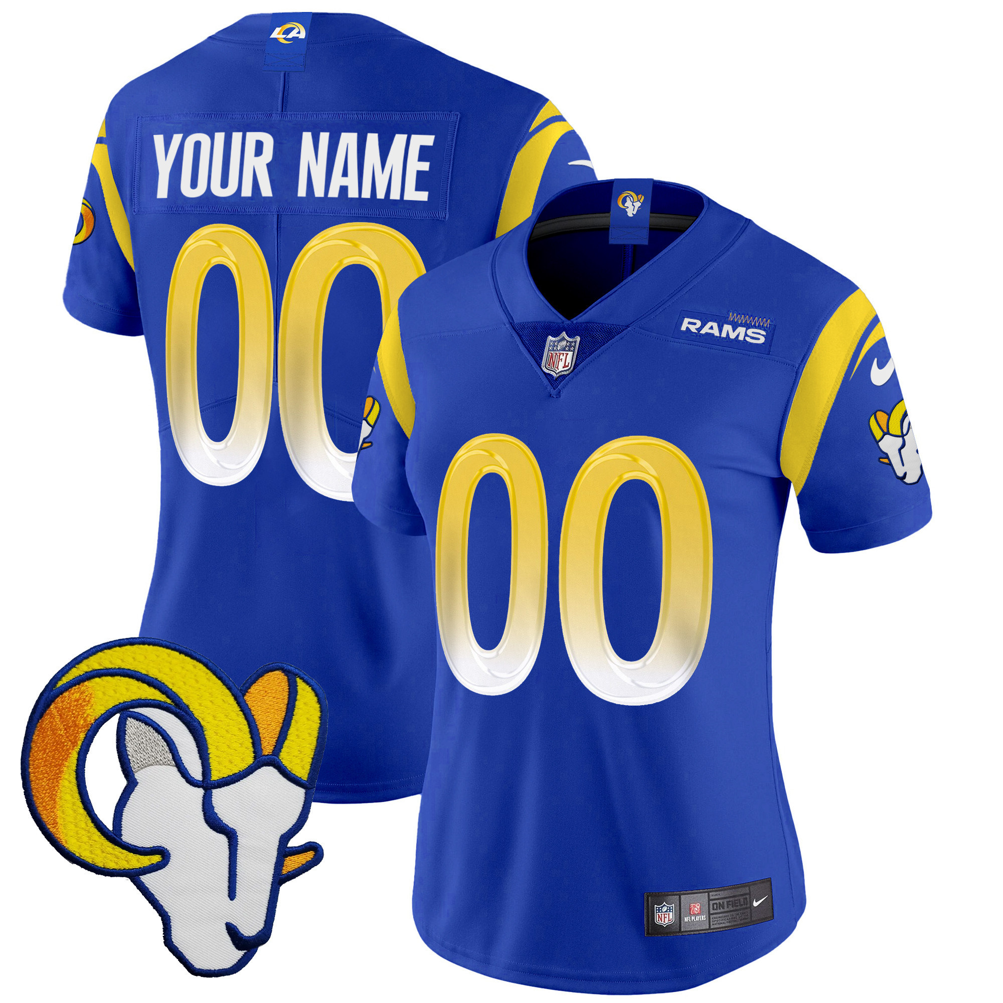 Women's Los Angeles Rams Vapor Limited Custom Royal Jersey - All Stitched