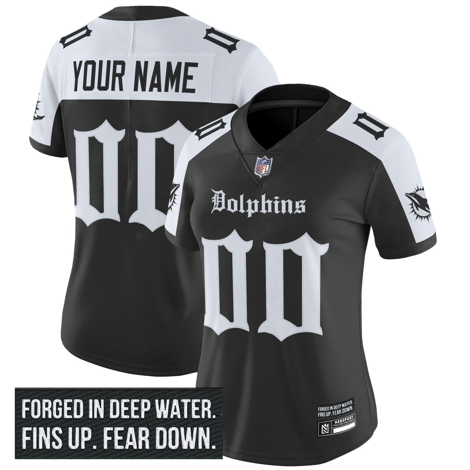 Women's Miami Dolphins 'Gothic Deep Water Edition' Vapor Limited Custom Alternate Jersey - All Stitched