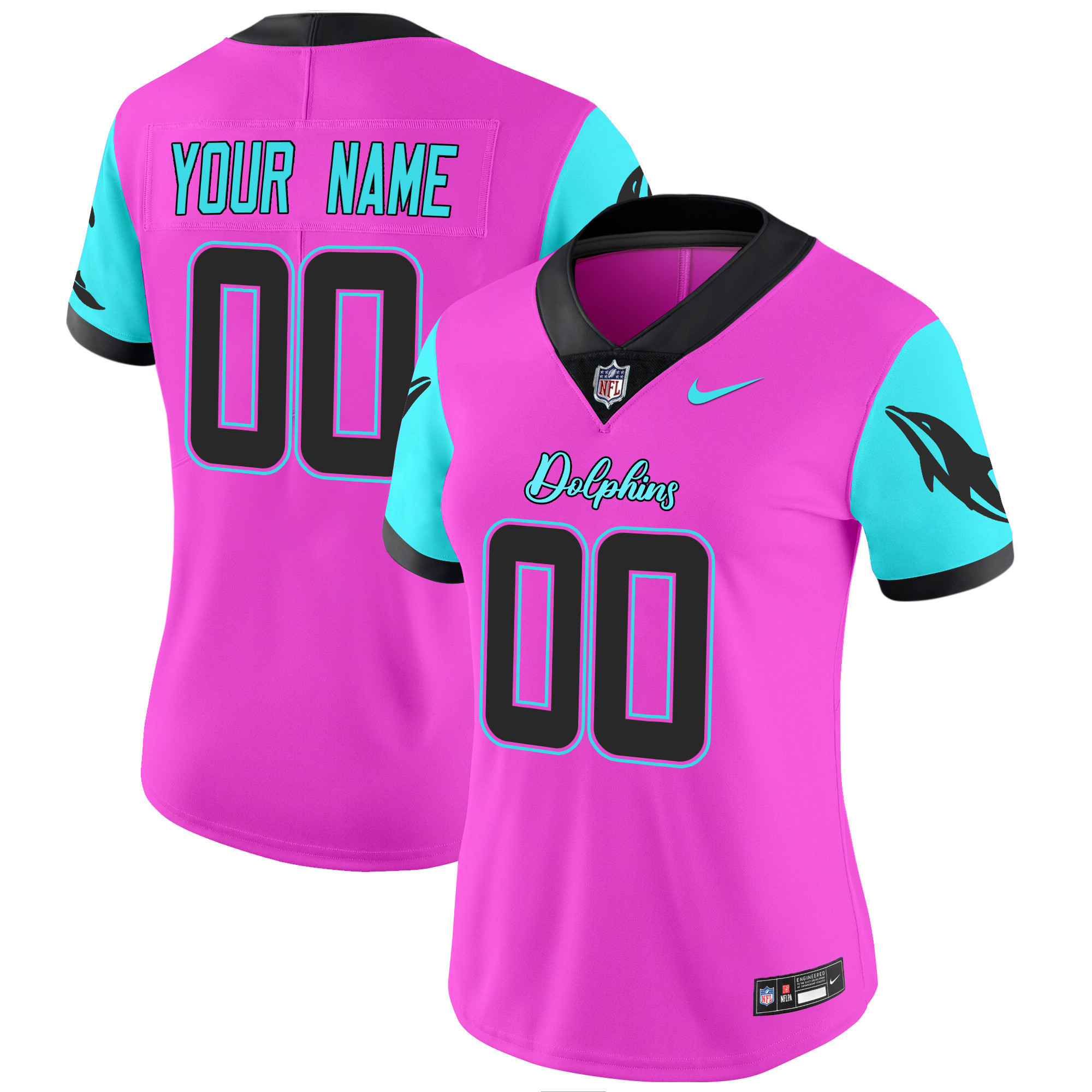 Women's Miami Dolphins "Miami Vice" Vapor Limited Custom Pink Jersey - All Stitched