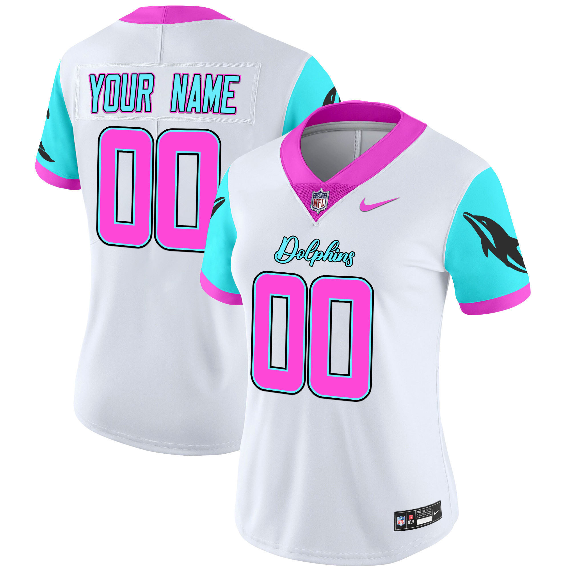 Women's Miami Dolphins "Miami Vice" Vapor Limited Custom White Jersey - All Stitched