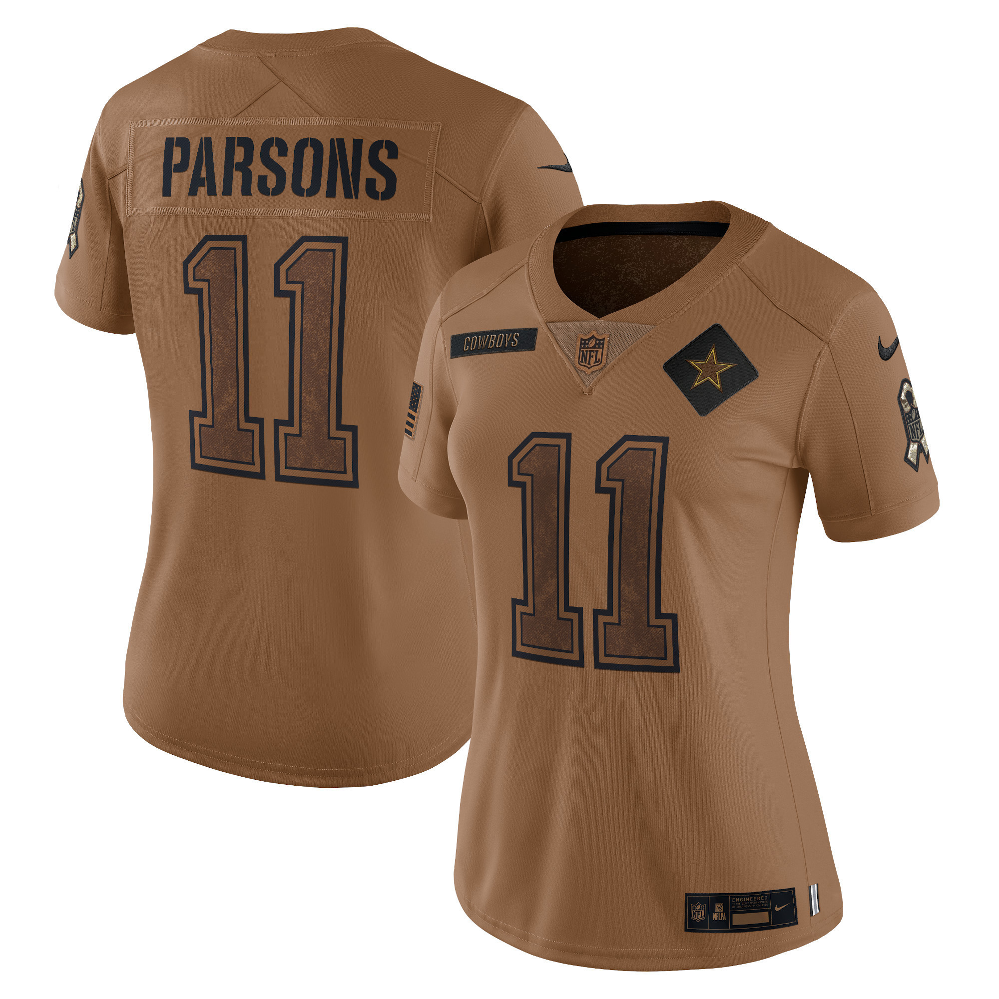 Women's Micah Parsons Dallas Cowboys Brown Jersey - All Stitched