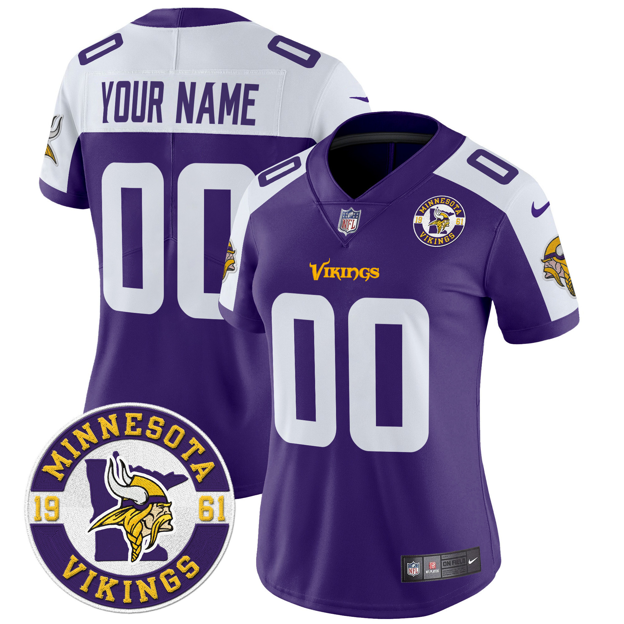 Women's Minnesota Vikings 2024 Vapor Limited Custom Purple Alternate Jersey - All Stitched