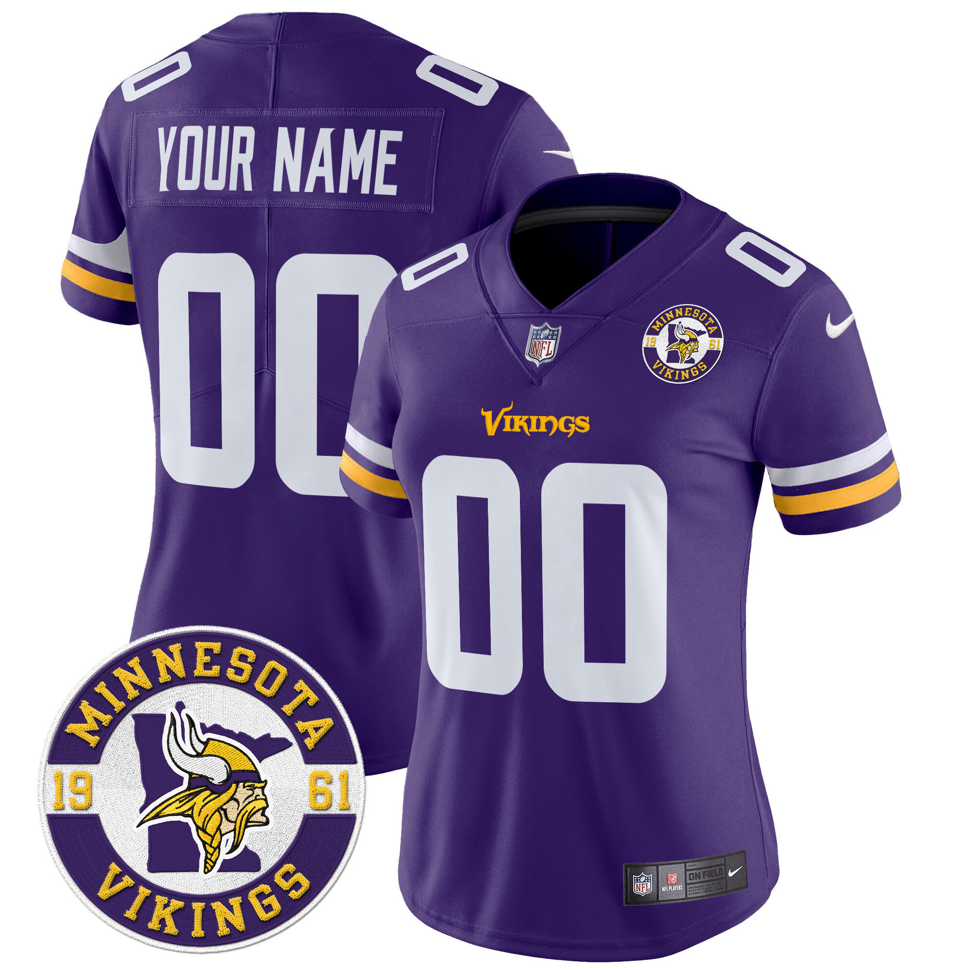 Women's Minnesota Vikings 2024 Vapor Limited Custom Purple Jersey - All Stitched
