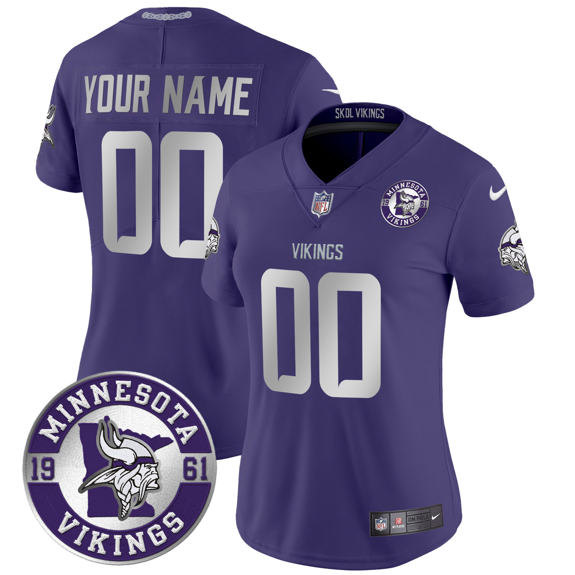 Women's Minnesota Vikings 2024 Vapor Limited Custom Purple Jersey - All Stitched