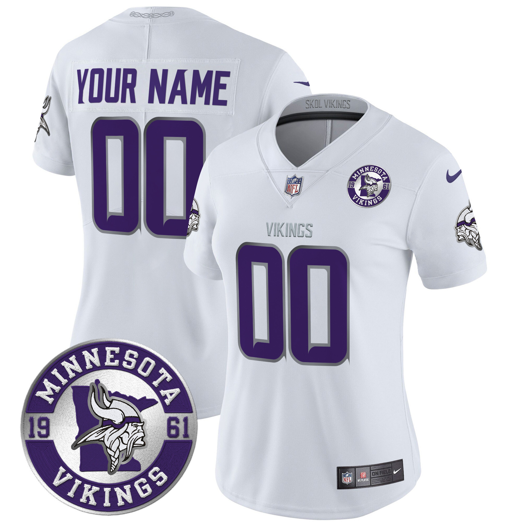 Women's Minnesota Vikings 2024 Vapor Limited Custom White Limited Jersey - All Stitched