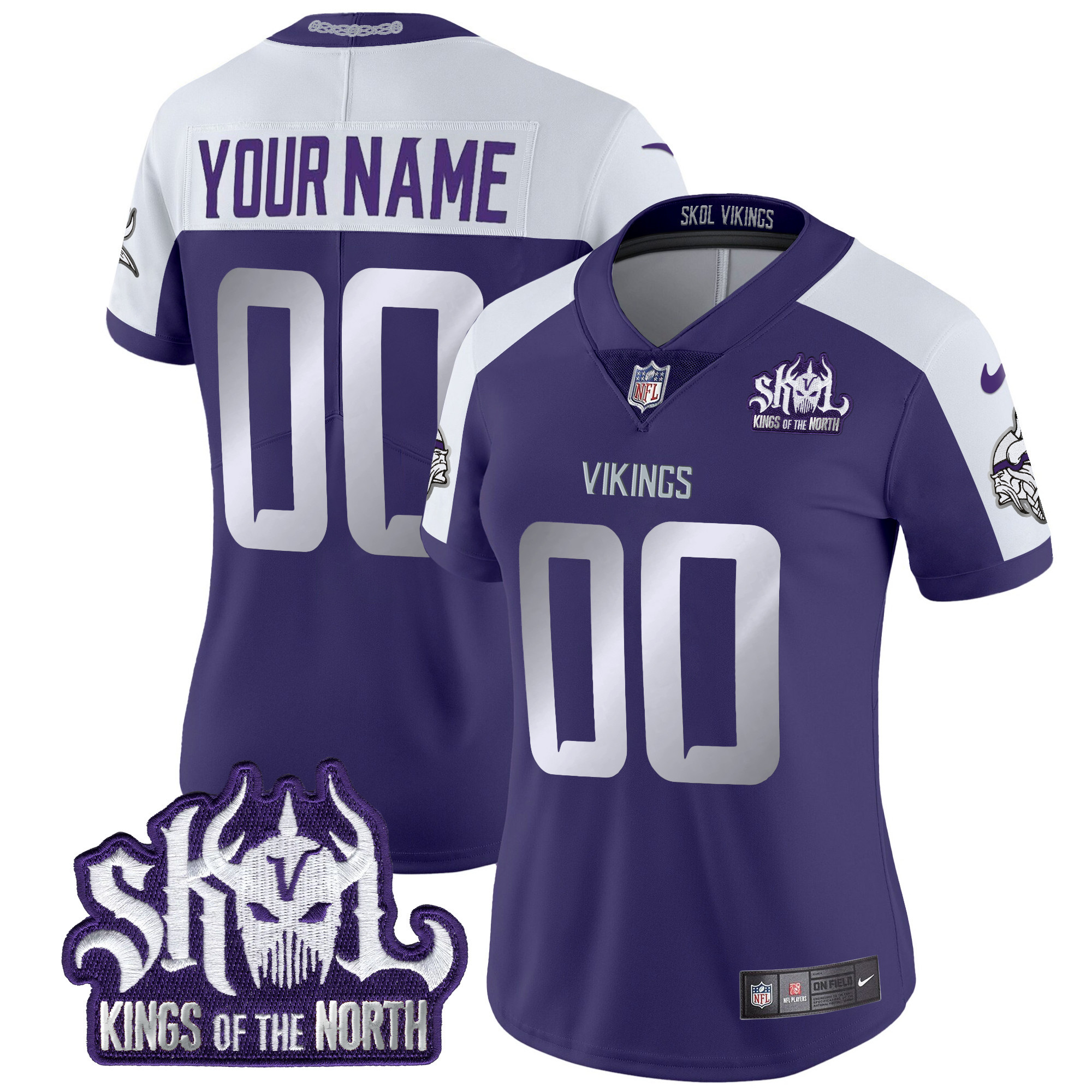 Women's Minnesota Vikings 2024 Winter Warrior Skol Patch Vapor Limited Custom Purple Alternate Jersey - All Stitched