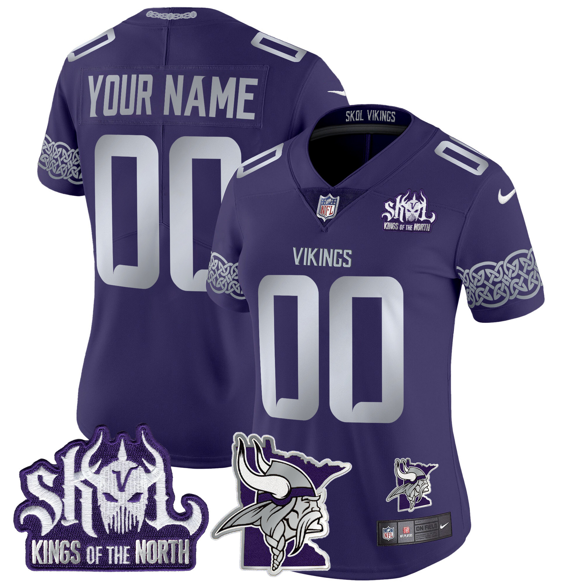 Women's Minnesota Vikings 2024 Winter Warrior Skol Patch Vapor Limited Custom Purple Jersey - All Stitched