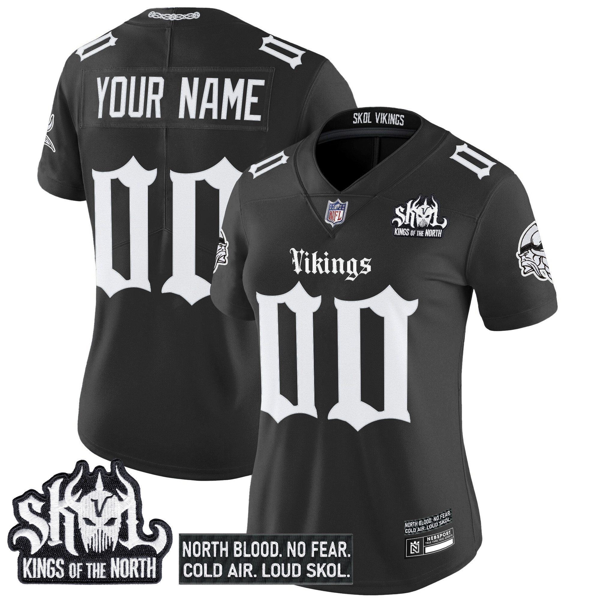 Women's Minnesota Vikings 'Gothic Norseblood Edition' Vapor Limited Custom Black Jersey - All Stitched