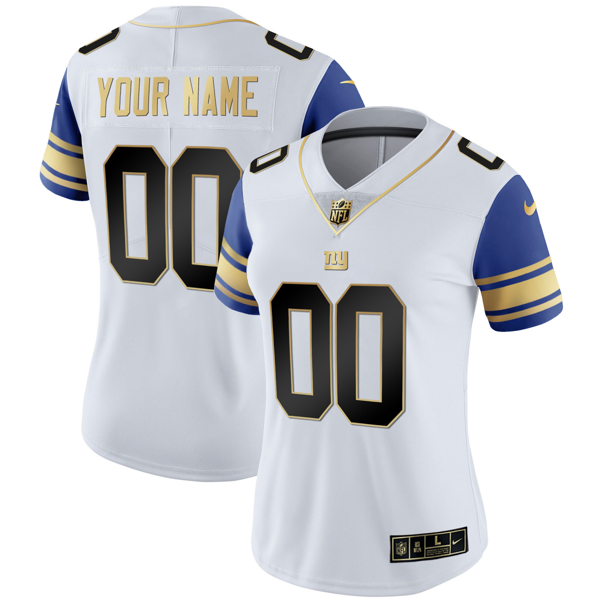 Women's New York Giants Custom Name and Number Vapor Color Sleeve Jersey - All Stitched