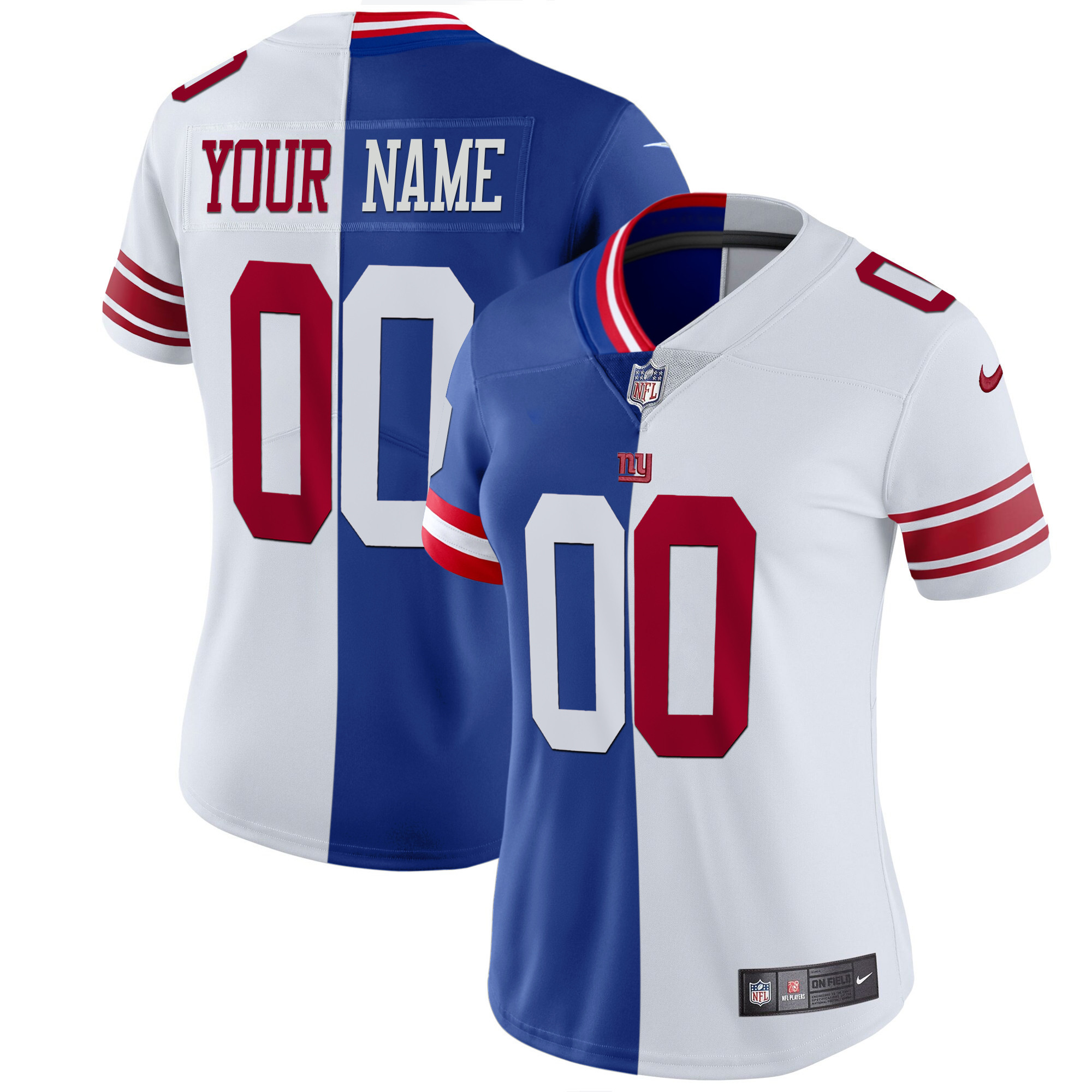 Women's New York Giants Custom Name and Number Vapor Royal White Jersey - All Stitched