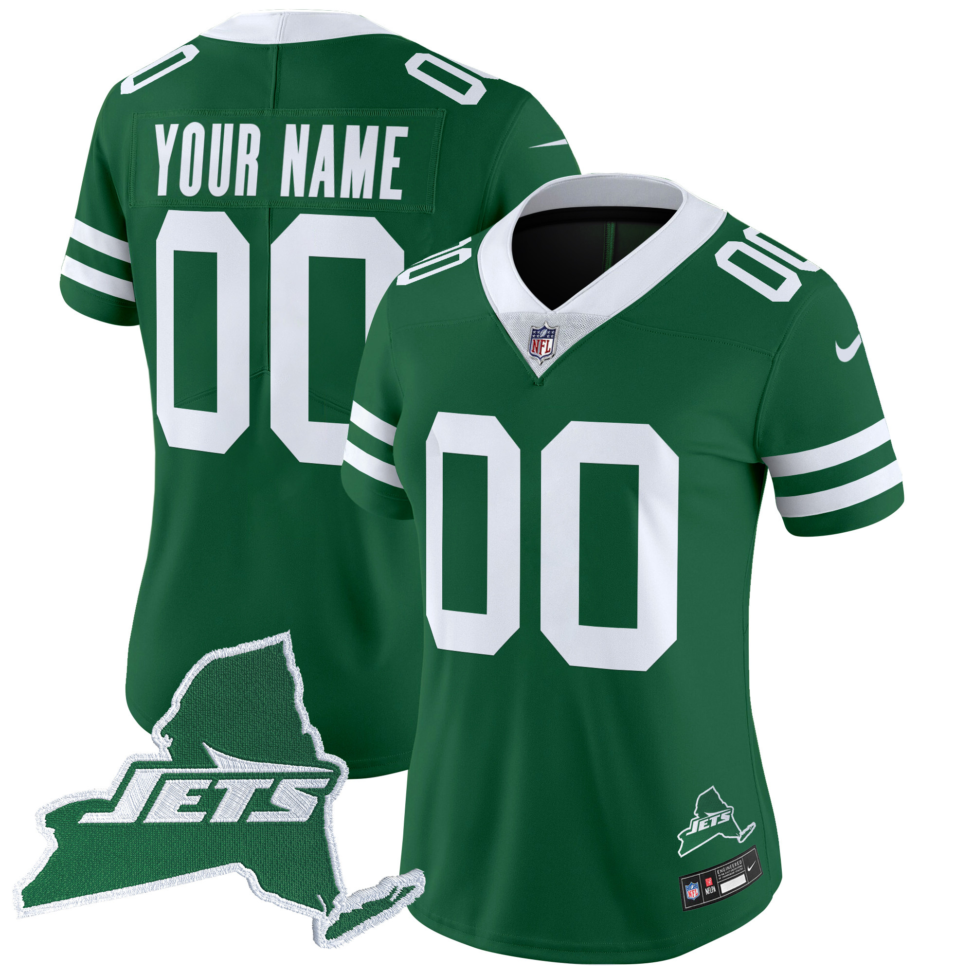 Women's New York Jets Home Patch Vapor Legacy Limited Custom Green Jersey - All Stitched