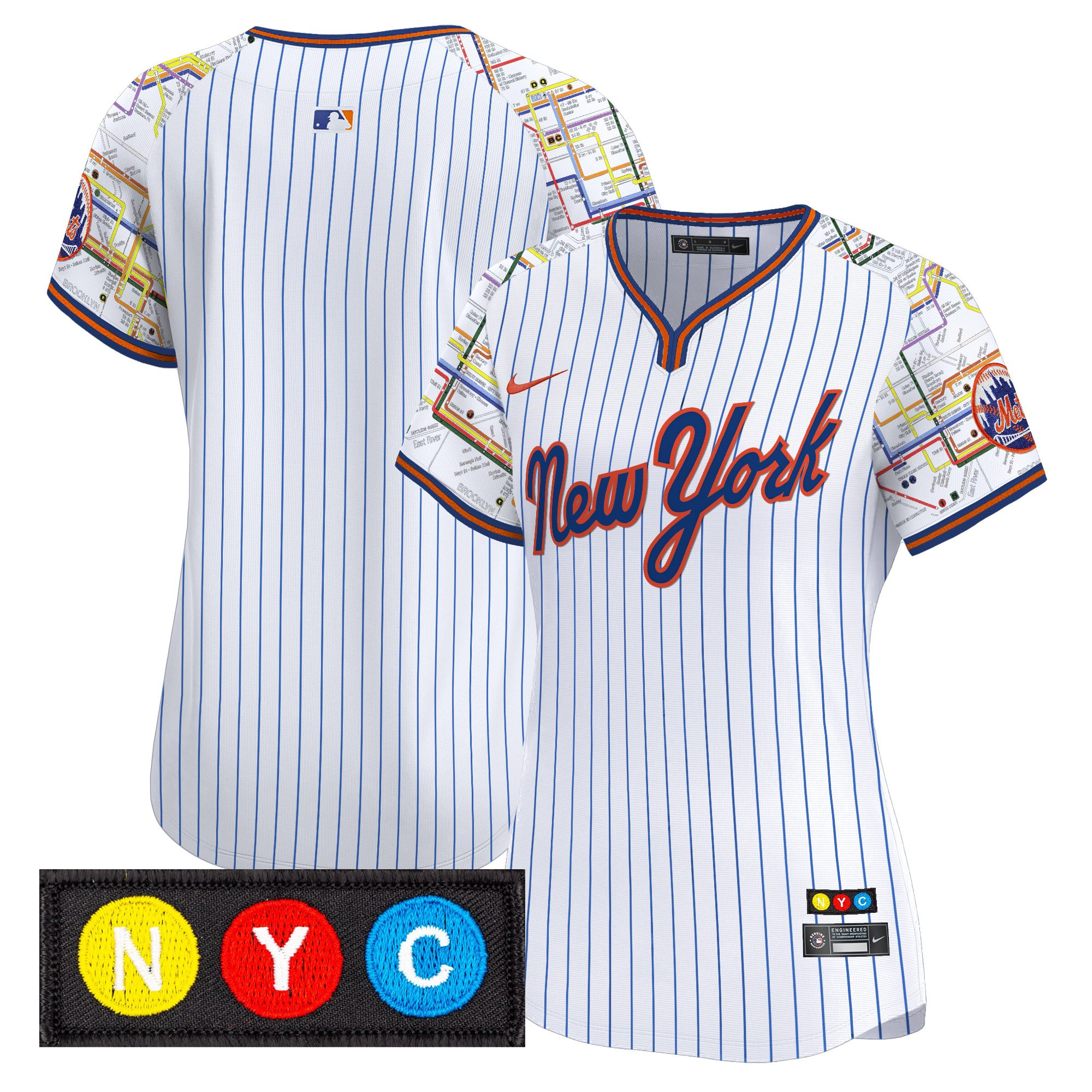 Women's New York Mets Subway Style Vapor Premier Limited Pinstripe Jersey - Stitched