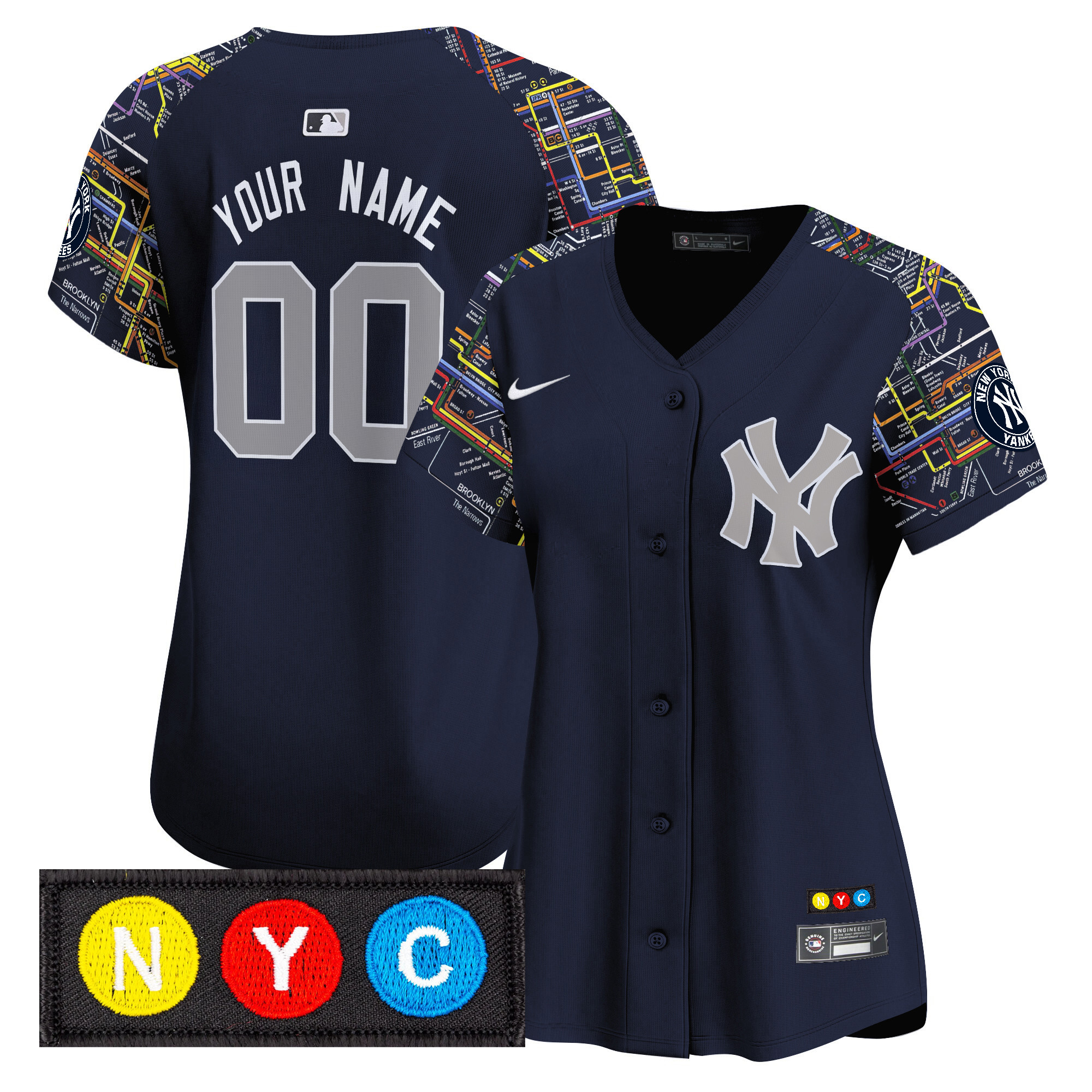 Women's New York Yankees Subway Style Vapor Premier Limited Custom Navy Jersey - Stitched