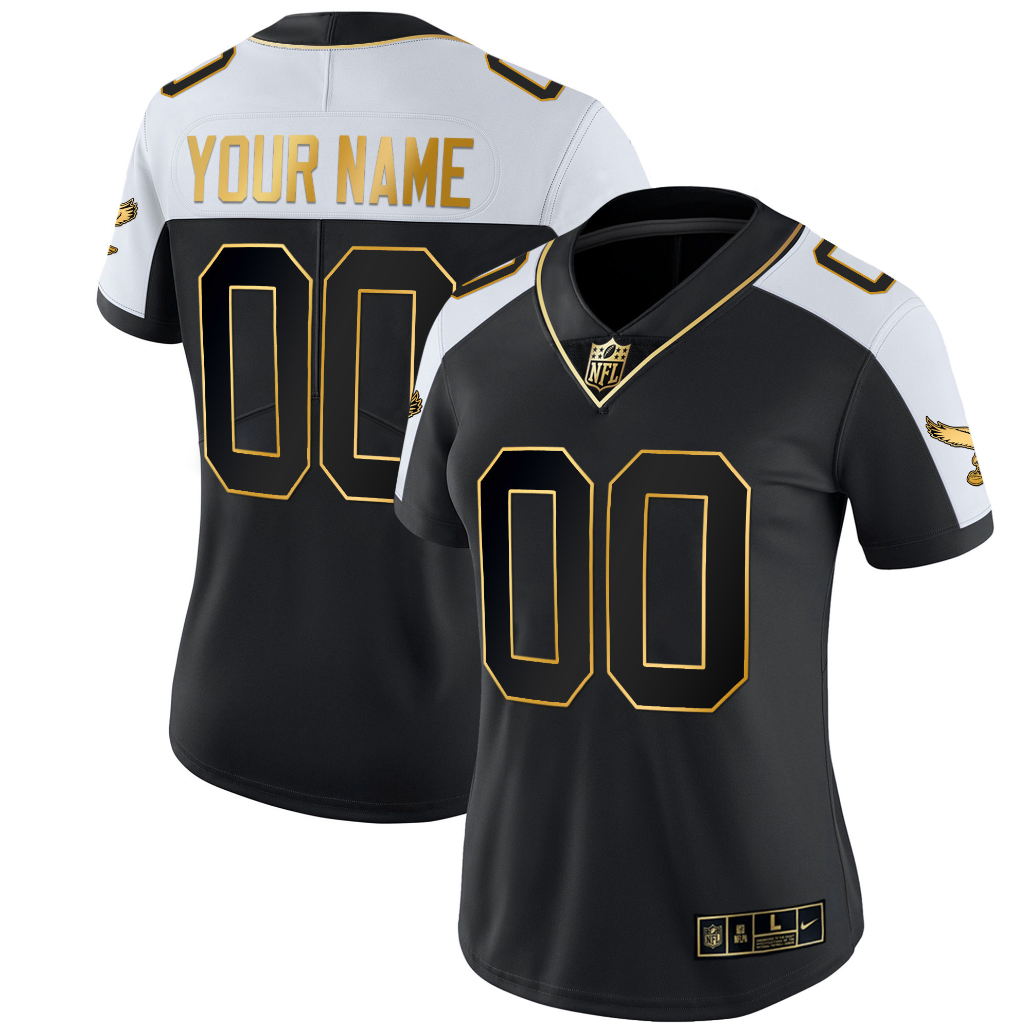 Women's Philadelphia Eagles Gold & Kelly Vapor Custom Alternate Jersey - All Stitched