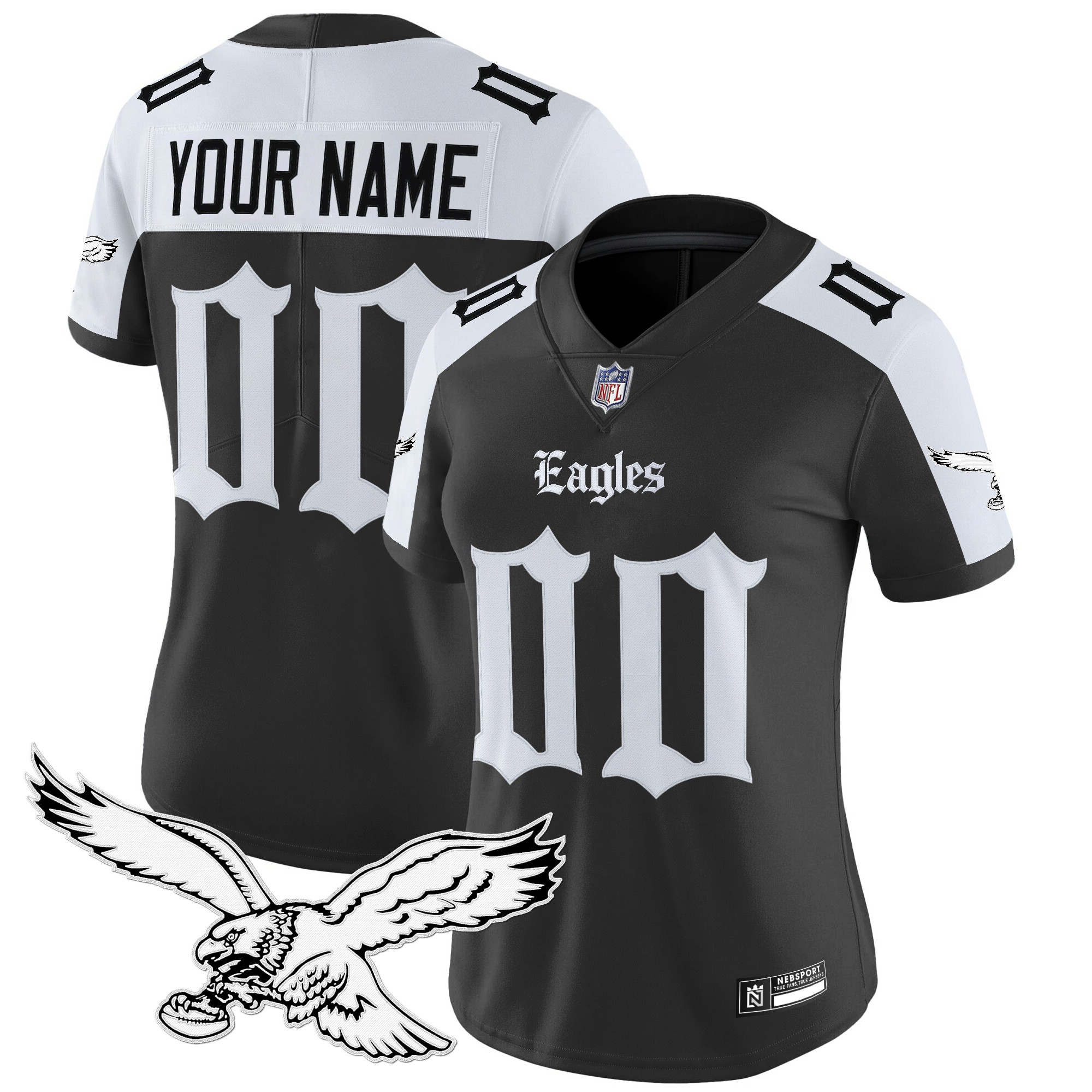 Women's Philadelphia Eagles 'Gothic Philly Edition' Vapor Limited Custom Alternate Jersey - All Stitched