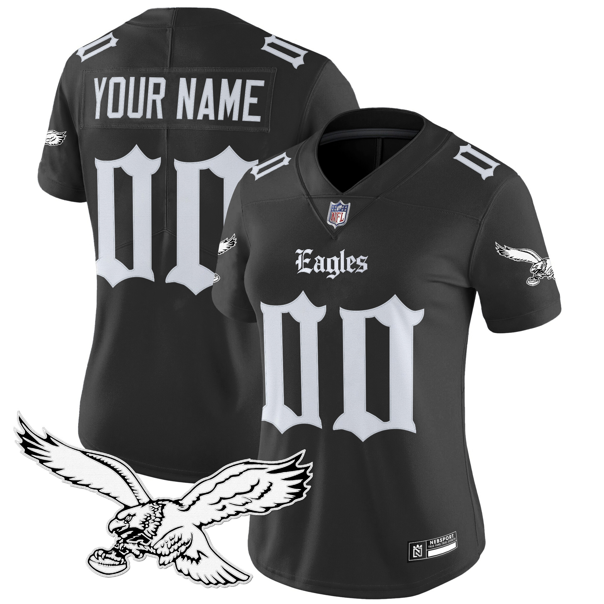 Women's Philadelphia Eagles 'Gothic Philly Edition' Vapor Limited Custom Black Jersey - All Stitched