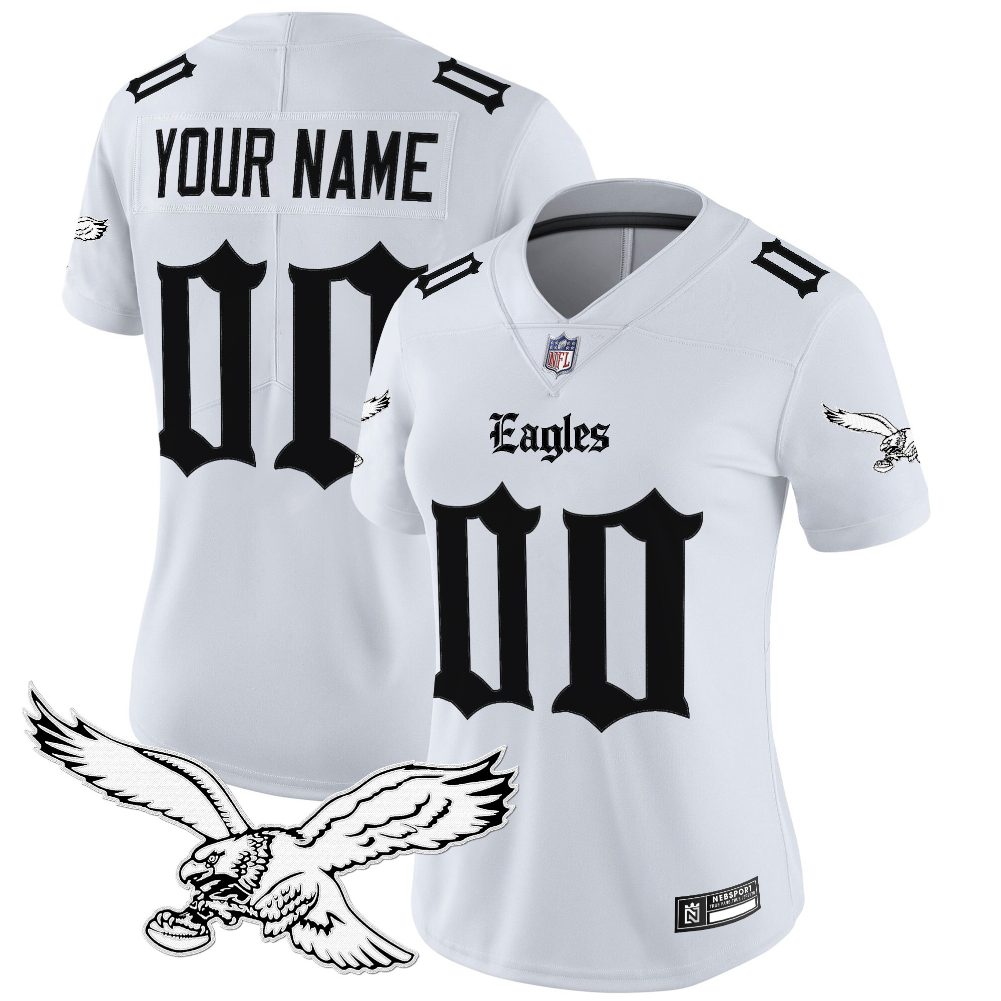 Women's Philadelphia Eagles 'Gothic Philly Edition' Vapor Limited Custom White Jersey - All Stitched