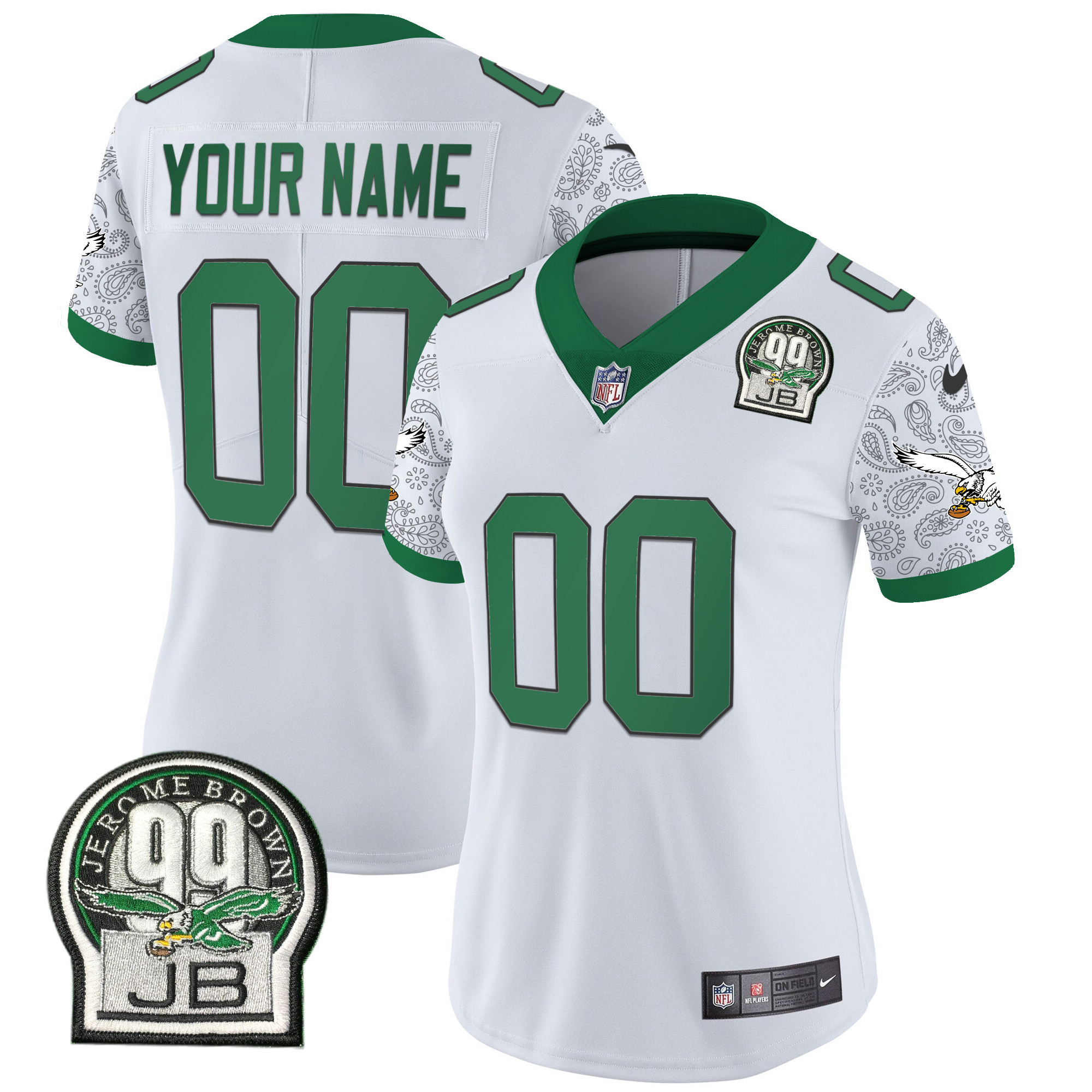 Women's Philadelphia Eagles Kelly Green Vapor Limited Custom Kelly White Jersey - All Stitched