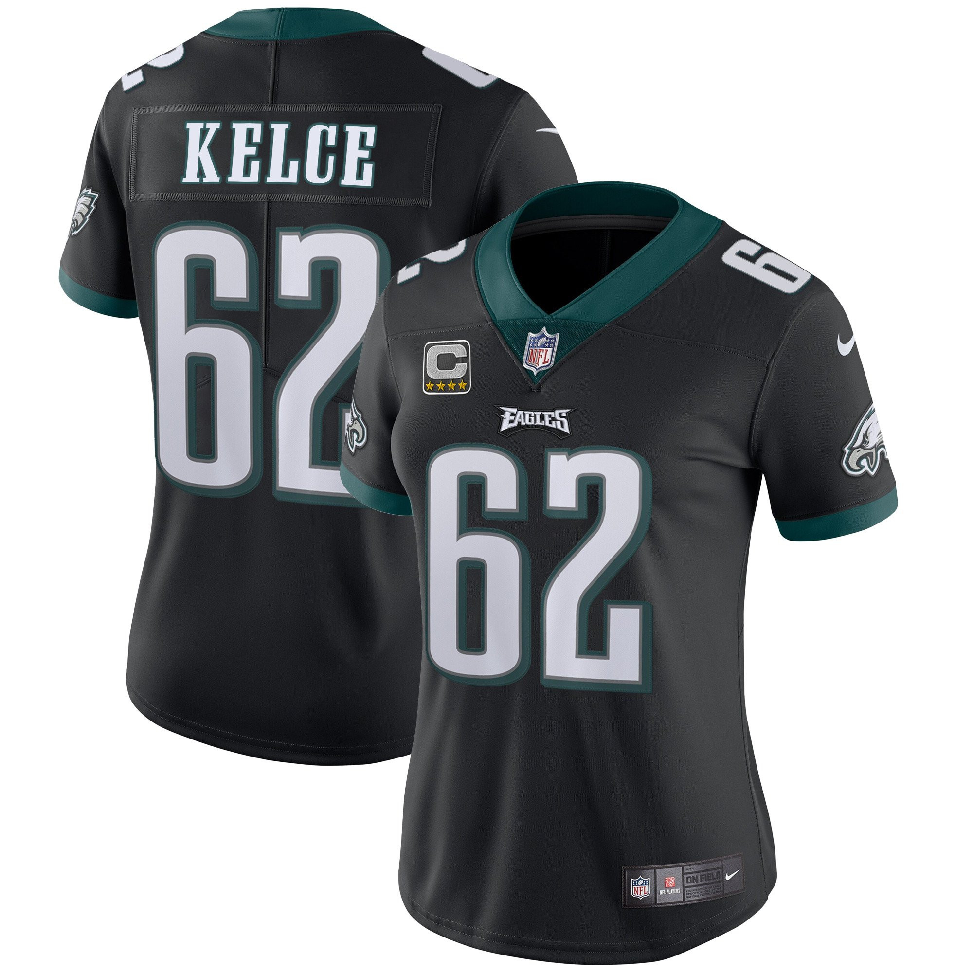 Women's Philadelphia Eagles Vapor Black - All Stitched Jason Kelce Jersey - All Stitched