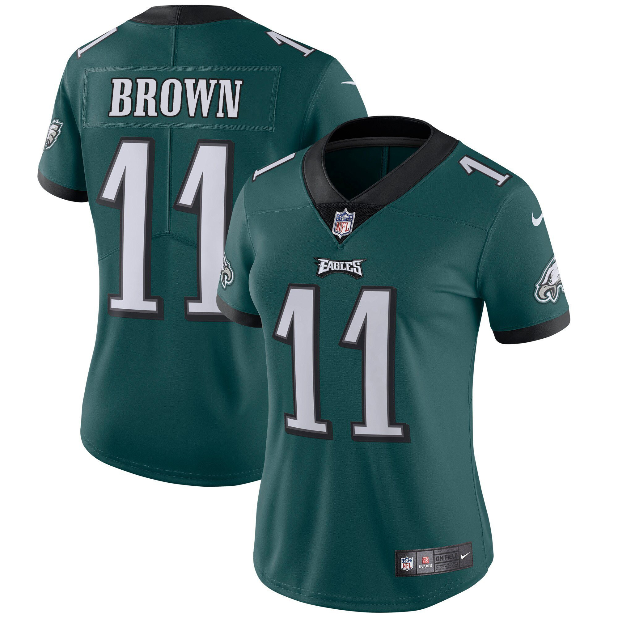 Women's Philadelphia Eagles Vapor Midnight Green - All Stitched A.J. Brown Jersey - All Stitched
