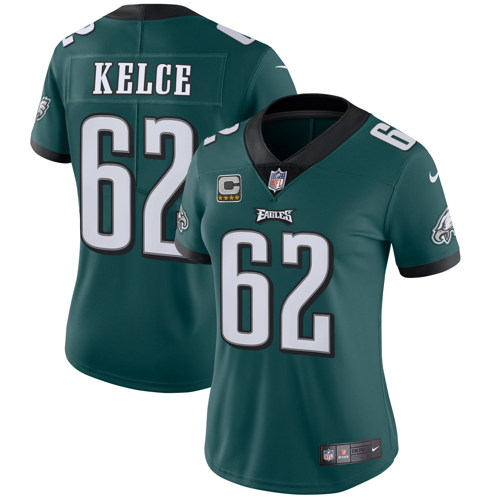 Women's Philadelphia Eagles Vapor Midnight Green - All Stitched Jason Kelce Jersey - All Stitched