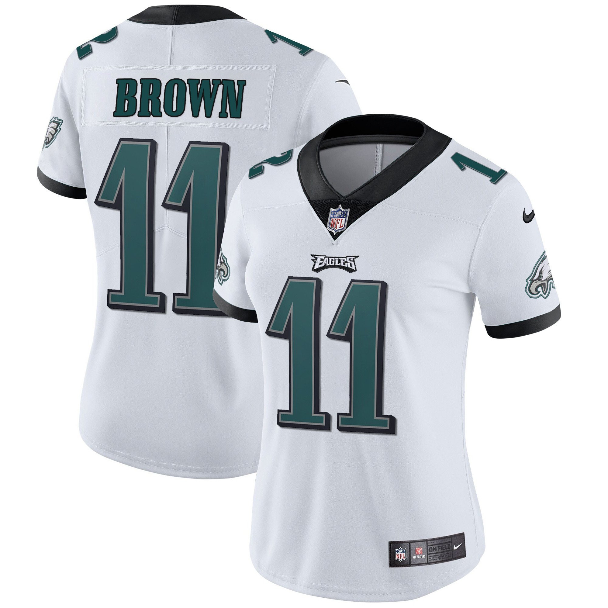 Women's Philadelphia Eagles Vapor White - All Stitched A.J. Brown Jersey - All Stitched
