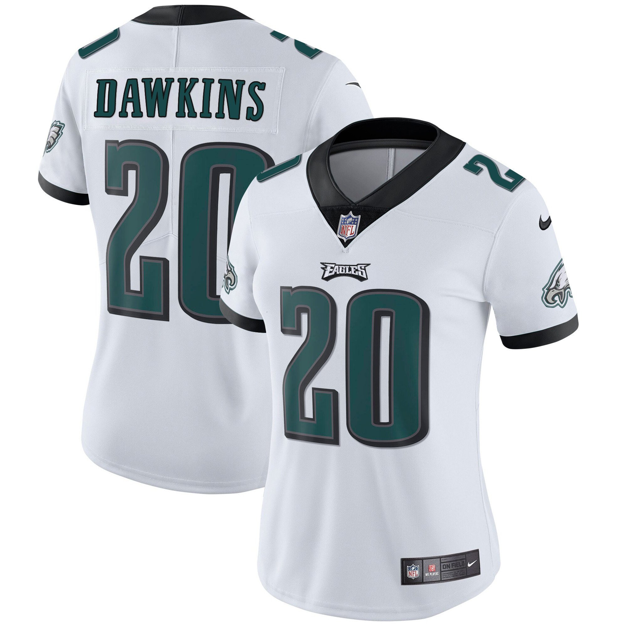 Women's Philadelphia Eagles Vapor White - All Stitched Brian Dawkins Jersey - All Stitched