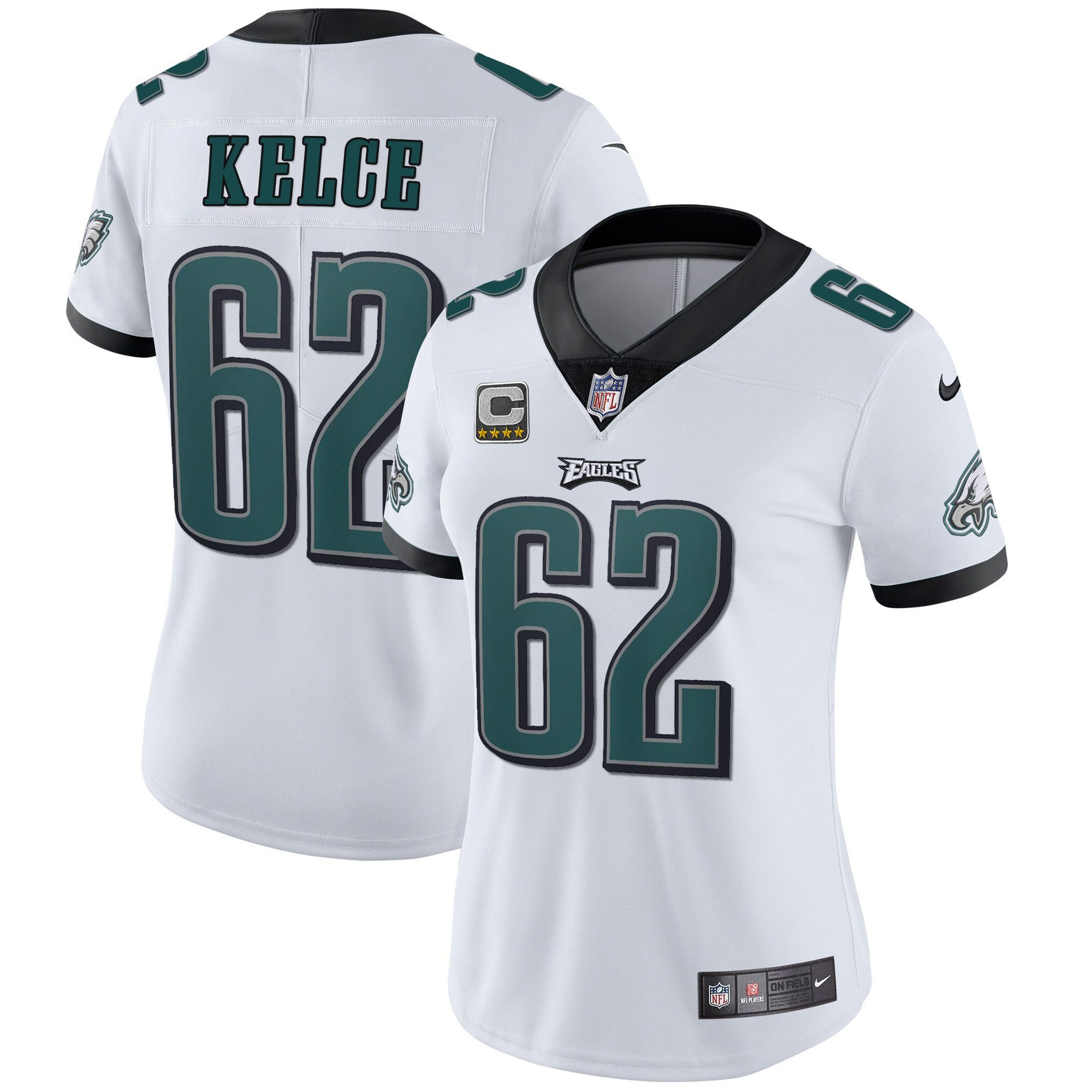 Women's Philadelphia Eagles Vapor White - All Stitched Jason Kelce Jersey - All Stitched