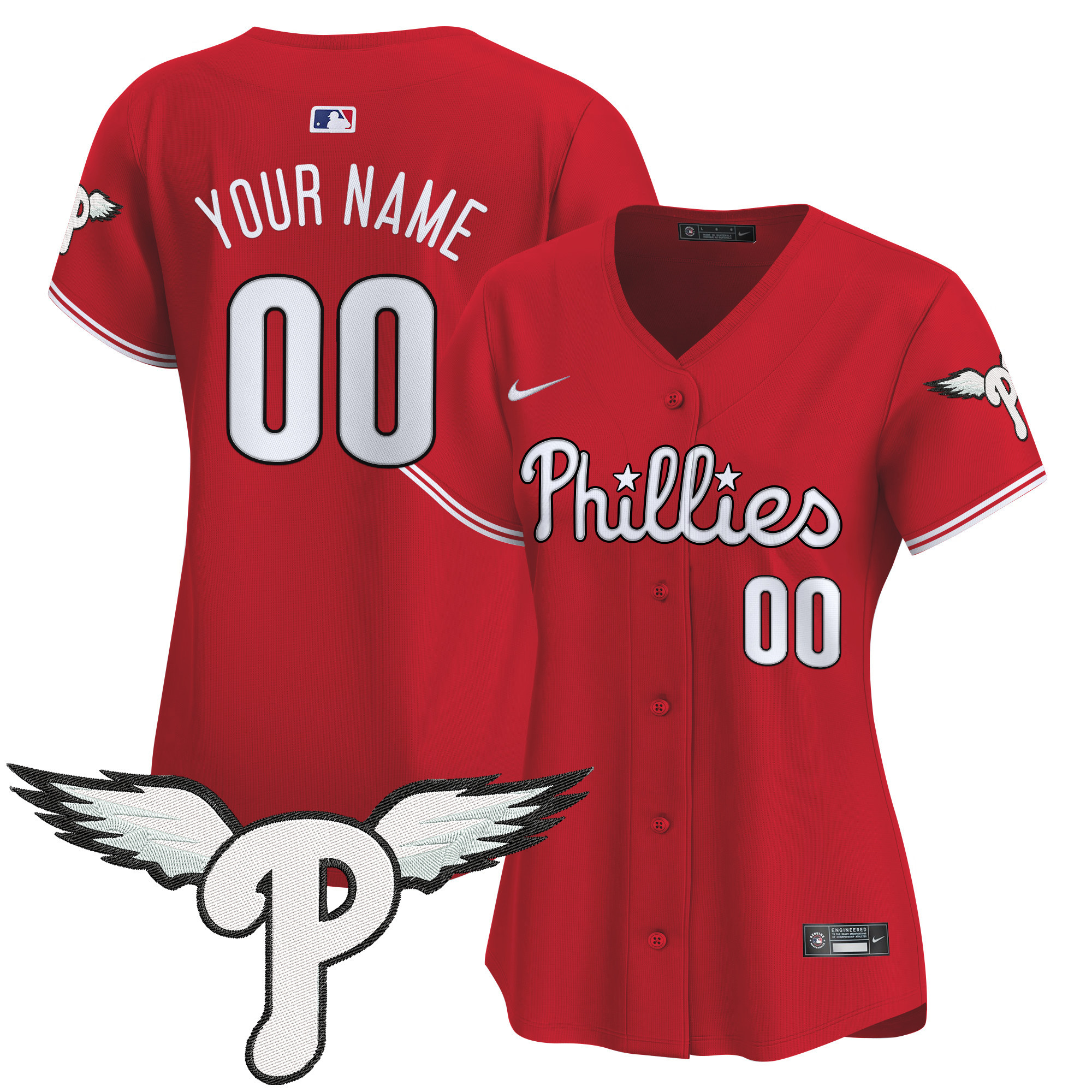 Women's Philadelphia Phillies 2025 Vapor Premier Limited Custom Red Jersey - All Stitched