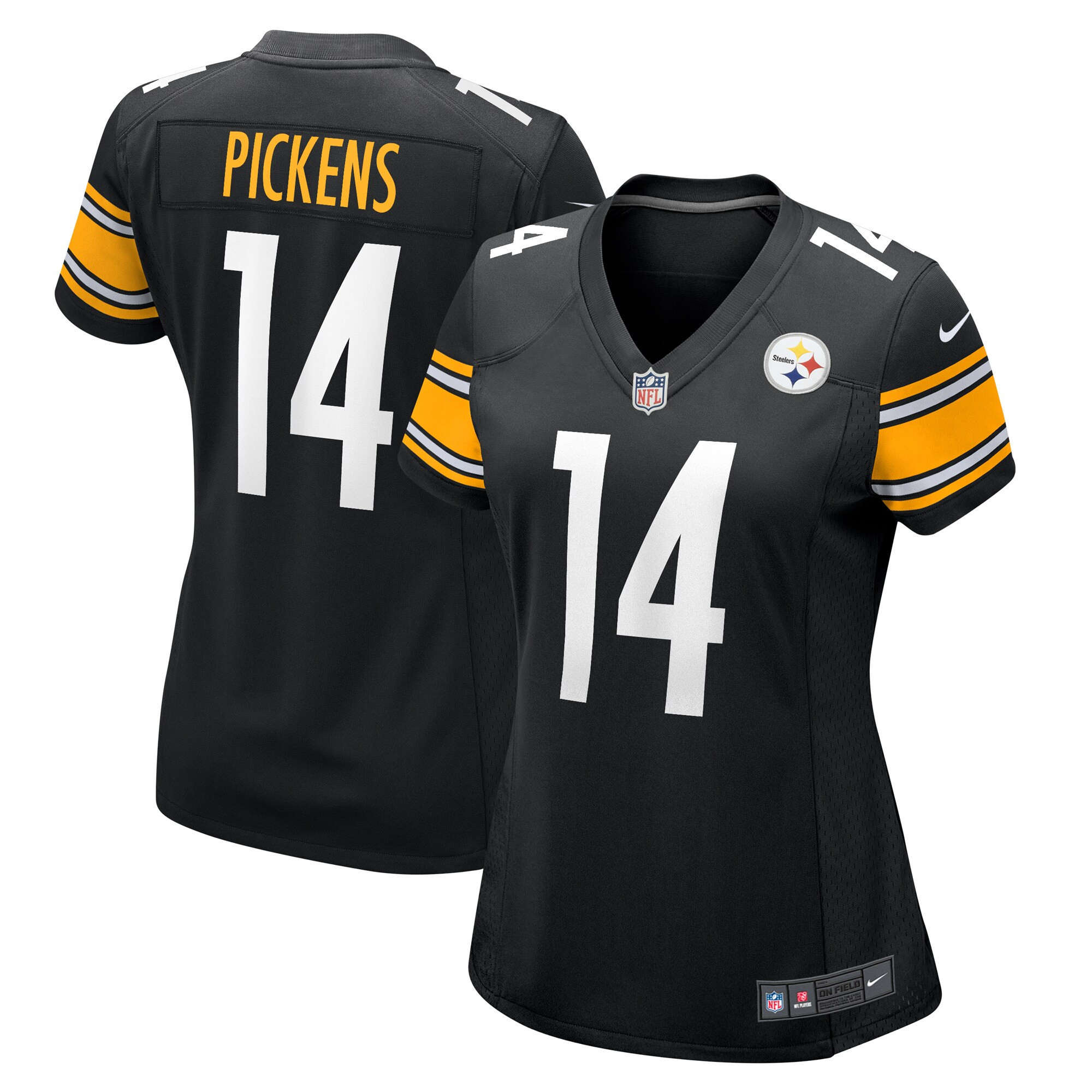 Women's Pittsburgh Steelers 2022 NFL Draft First Round Pick Game - Black - All Stitched George Pickens Jersey - All Stitched