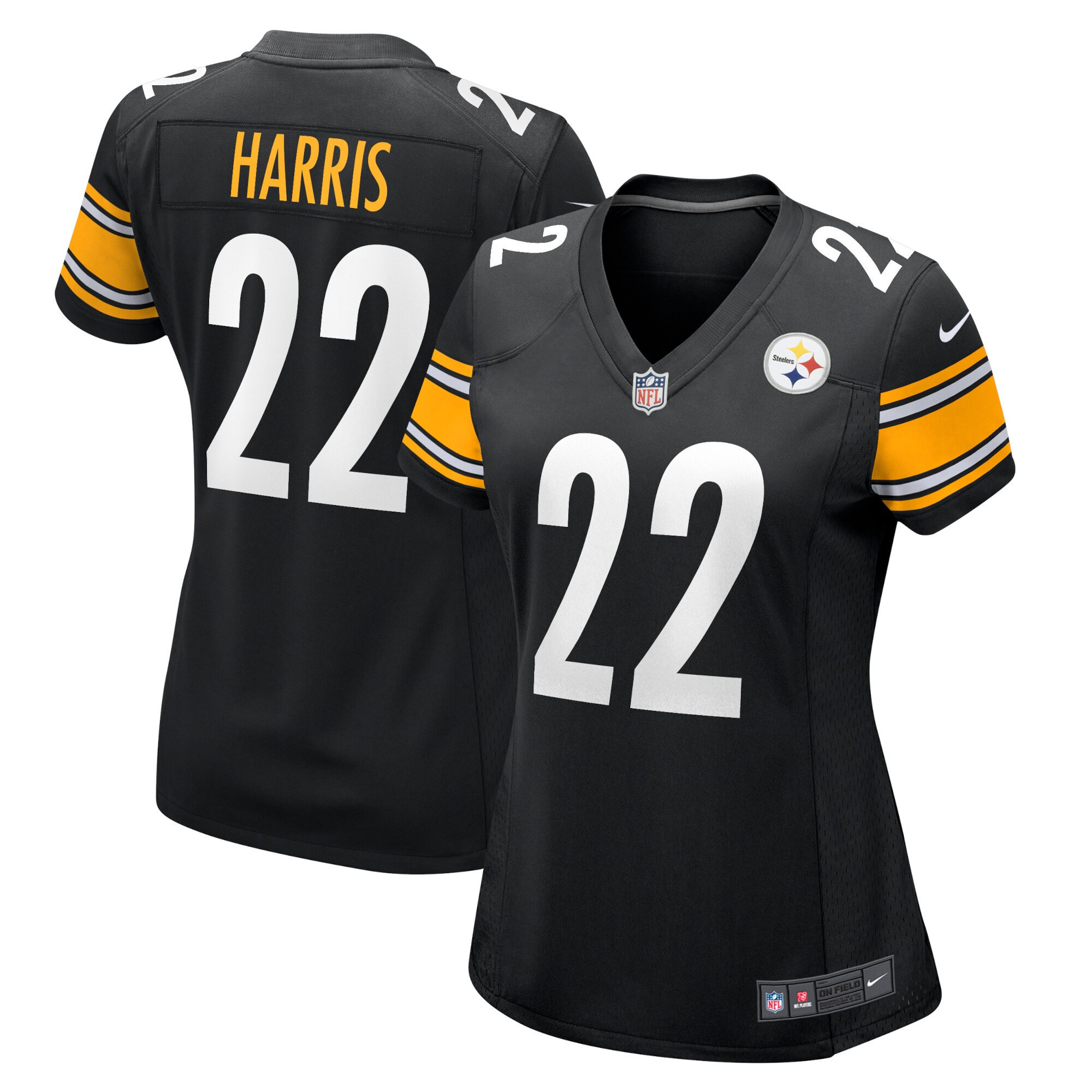 Women's Pittsburgh Steelers 2022 NFL Draft First Round Pick Game - Black - All Stitched Najee Harris Jersey - All Stitched