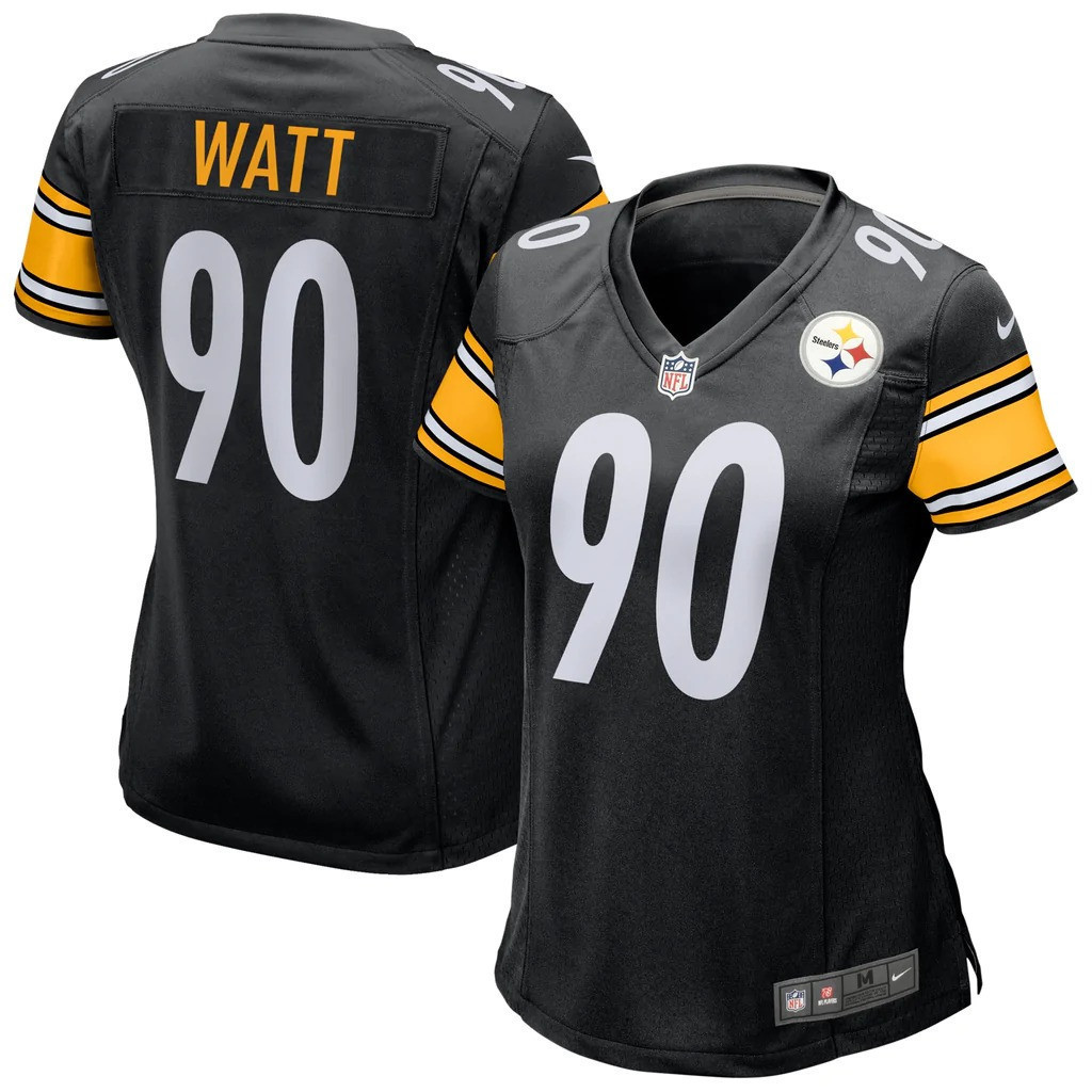 Women's Pittsburgh Steelers 2022 NFL Draft First Round Pick Game - Black - All Stitched T. J. Watt Jersey - All Stitched