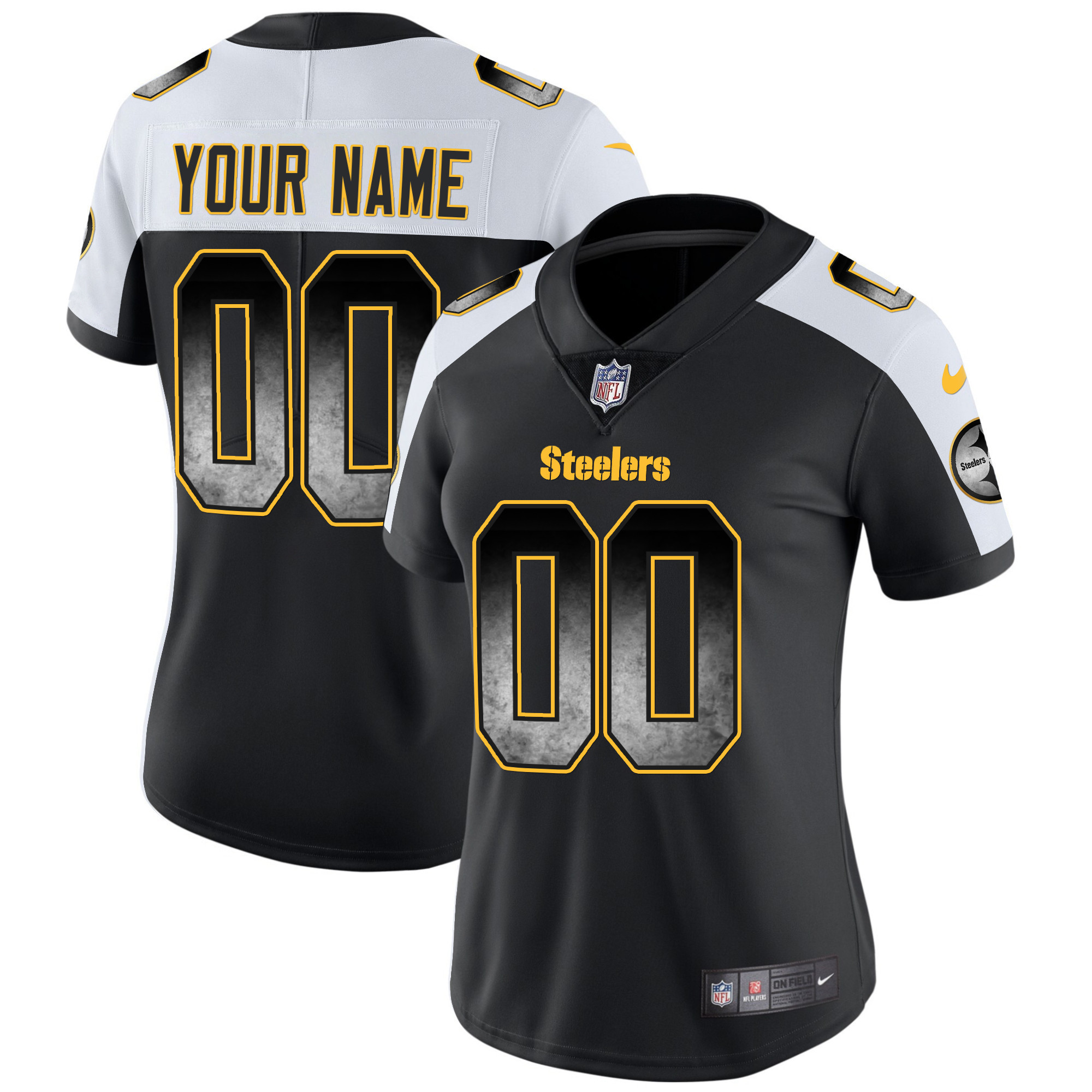 Women's Pittsburgh Steelers Arch Smoke Vapor Custom Alternate Jersey - All Stitched